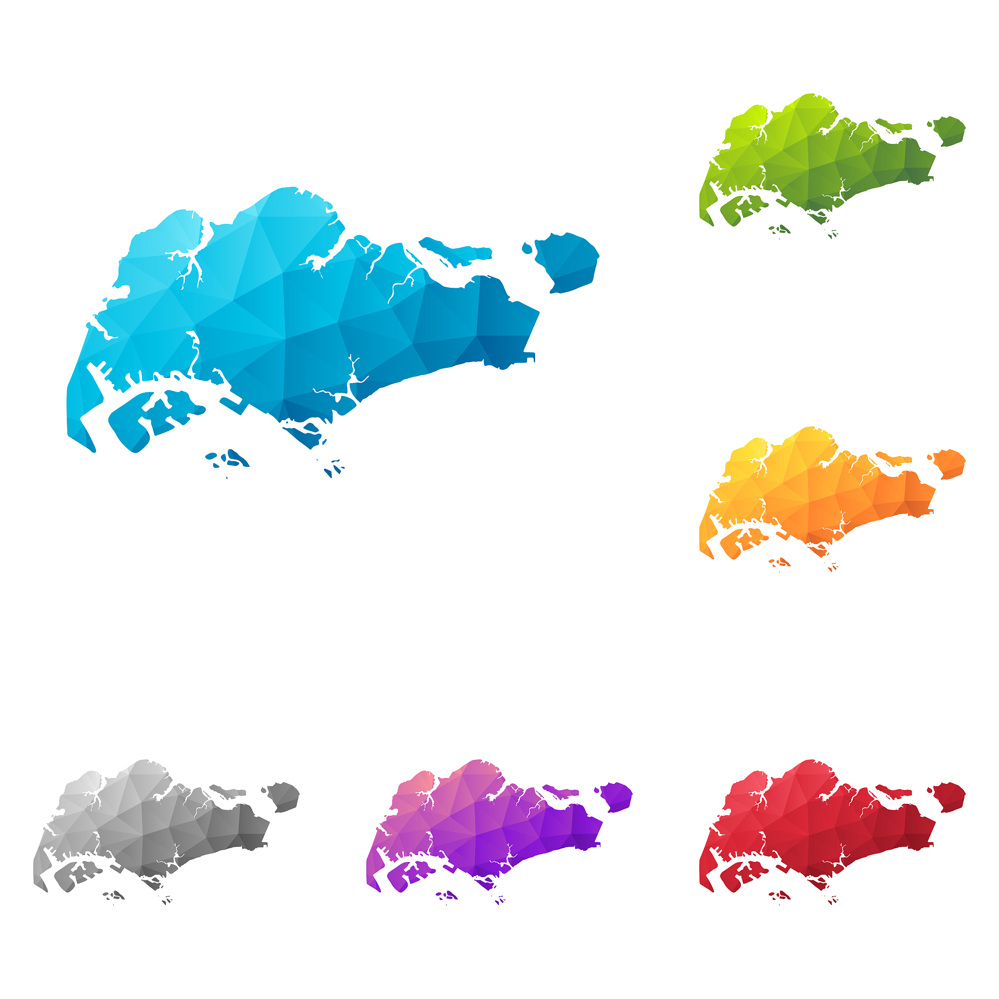 singapore map in low poly style - colorful polygonal geometric d