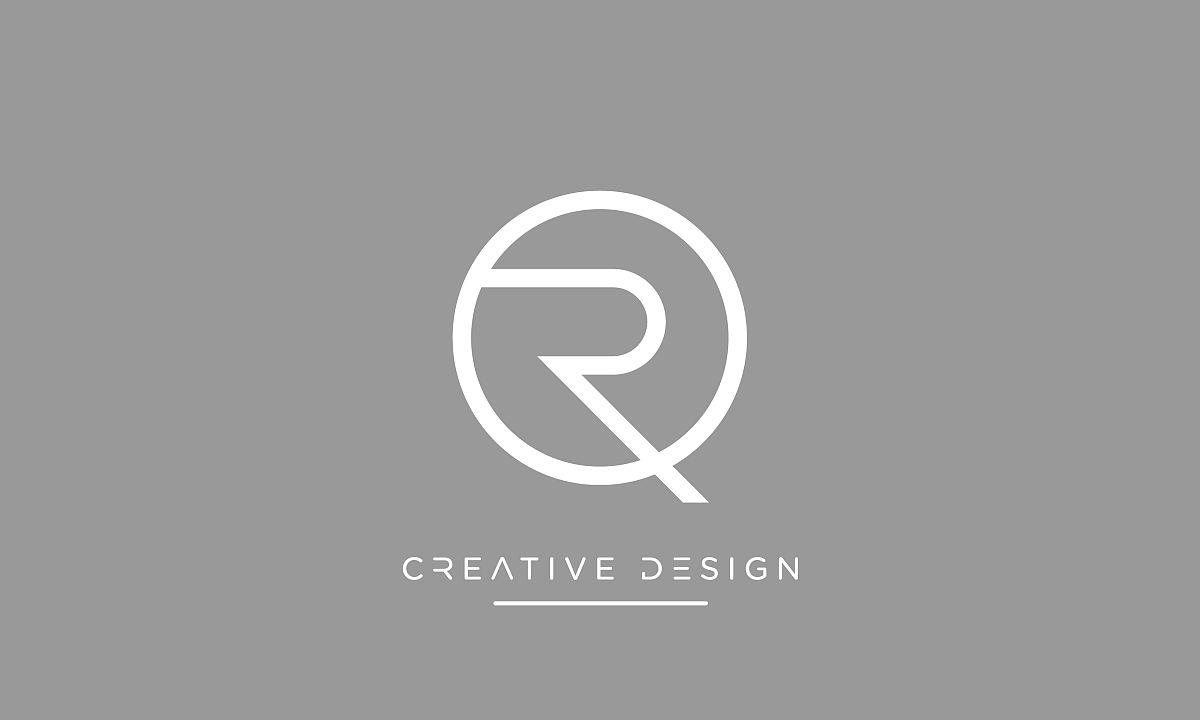 qr, rq字母抽象图标标志矢量组合