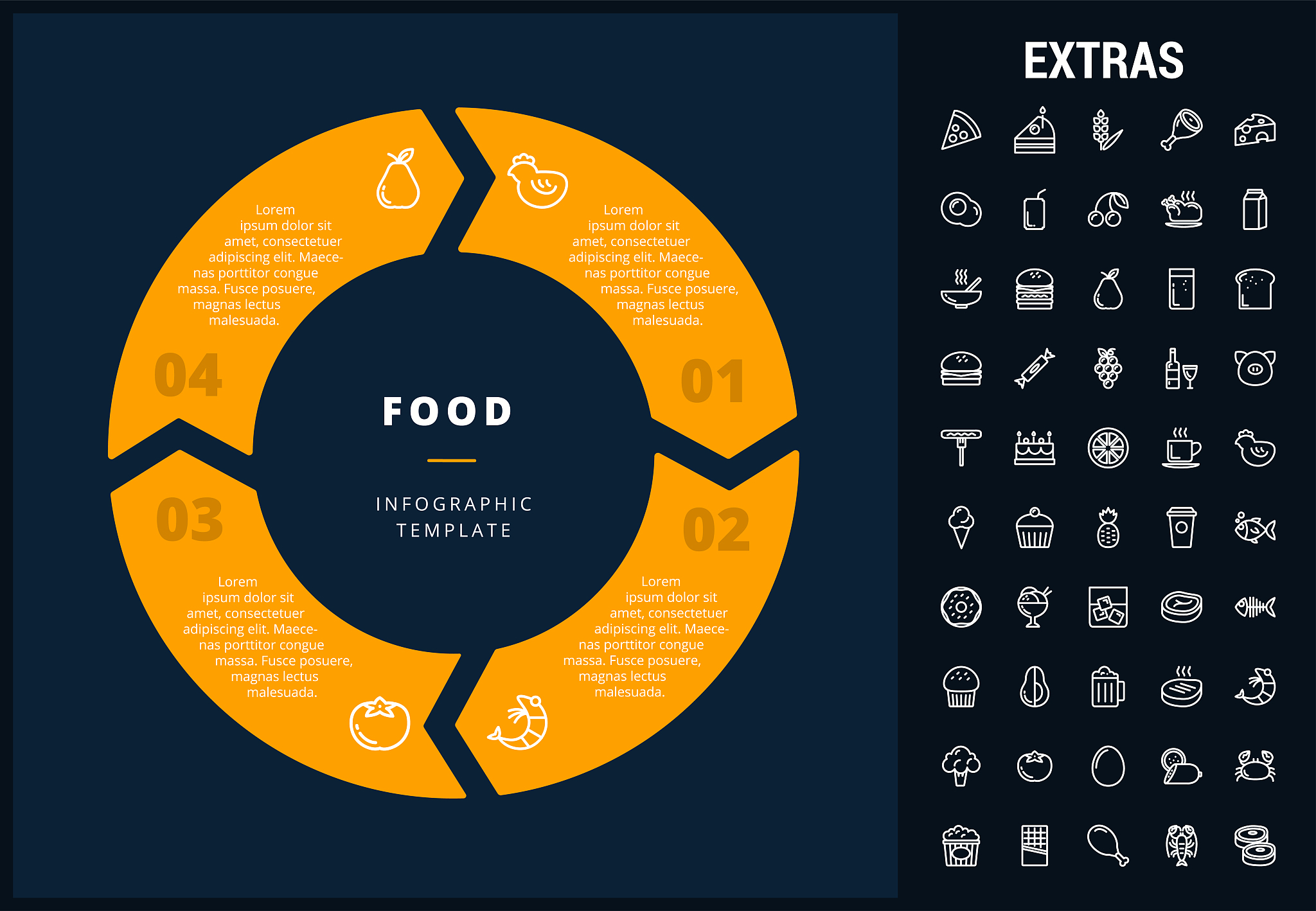 food infographic template, elements and icons