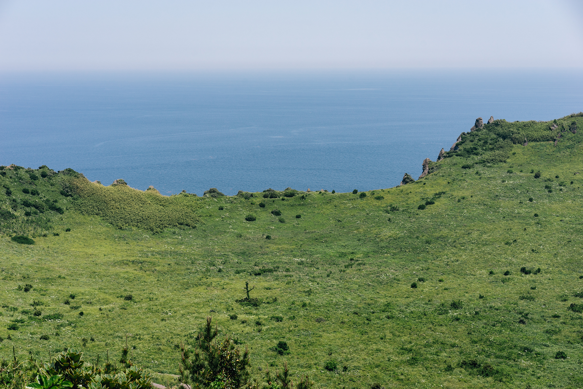 crater of sunrise peak (seongsan ilchulbong) on jeju island, sou