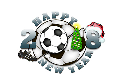 happy new year and soccer ball
