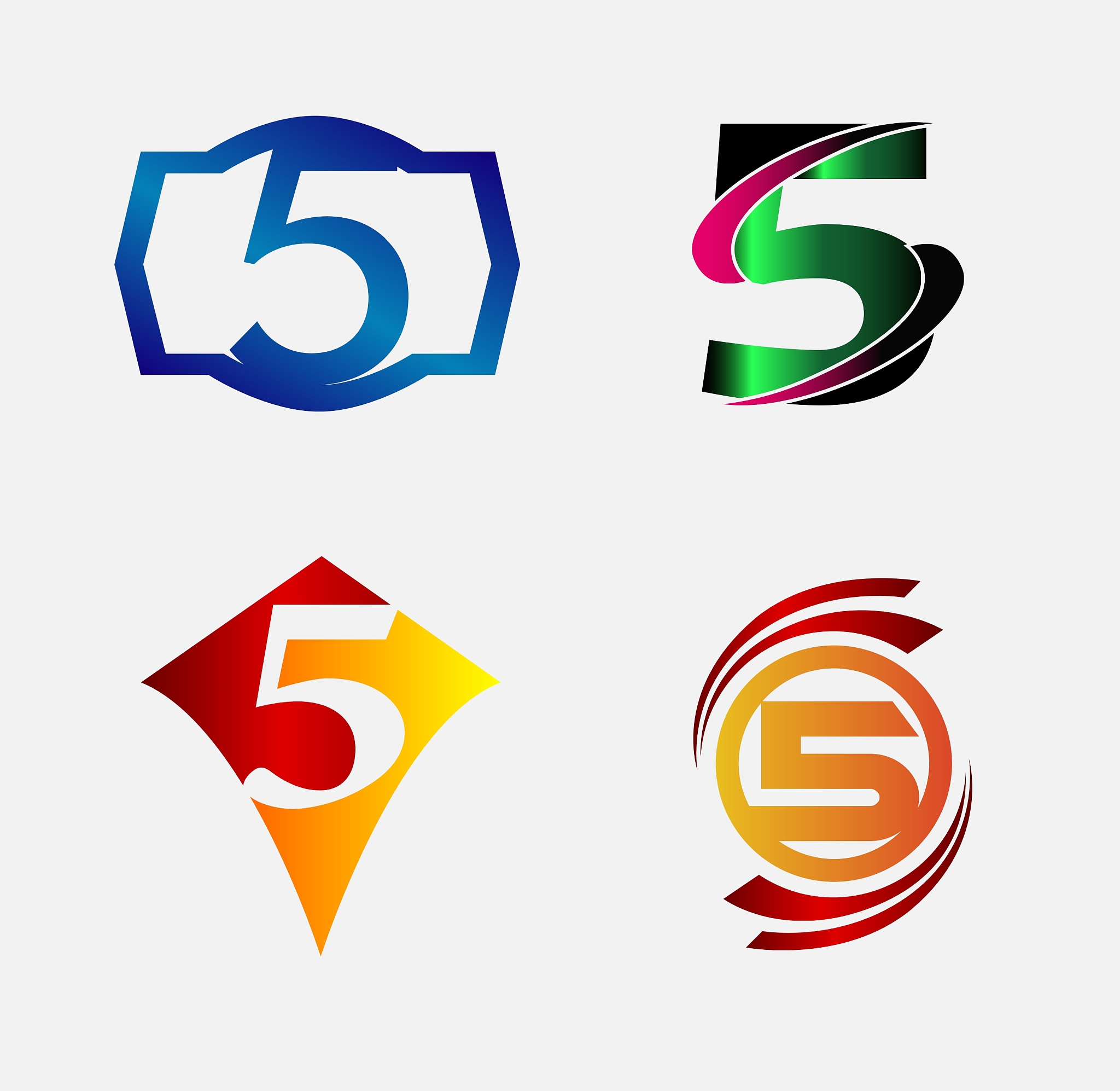 abstract icons for number 5 logo set