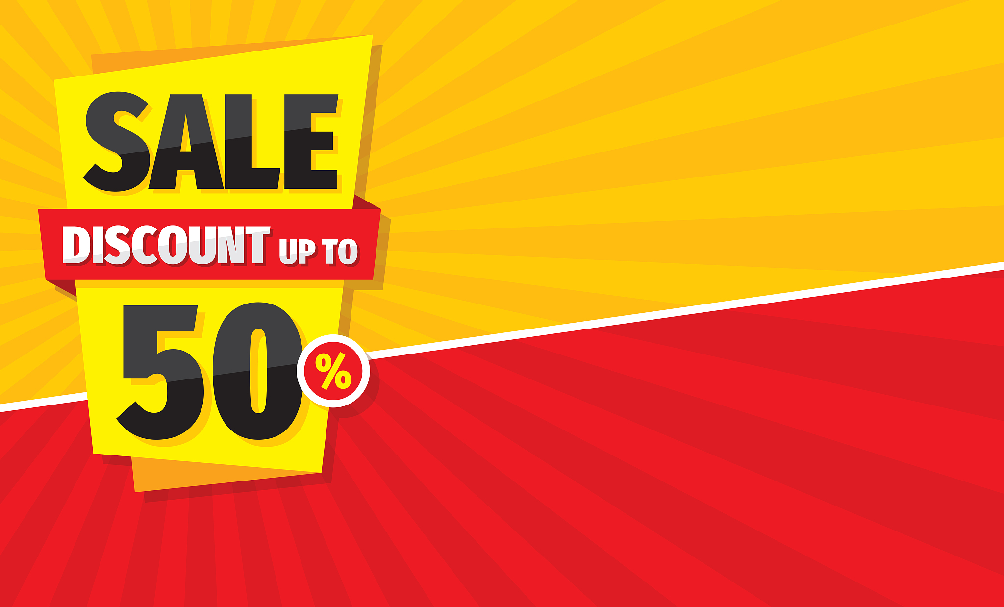 sale concept horizontal banner. discount up to 50% off promotion