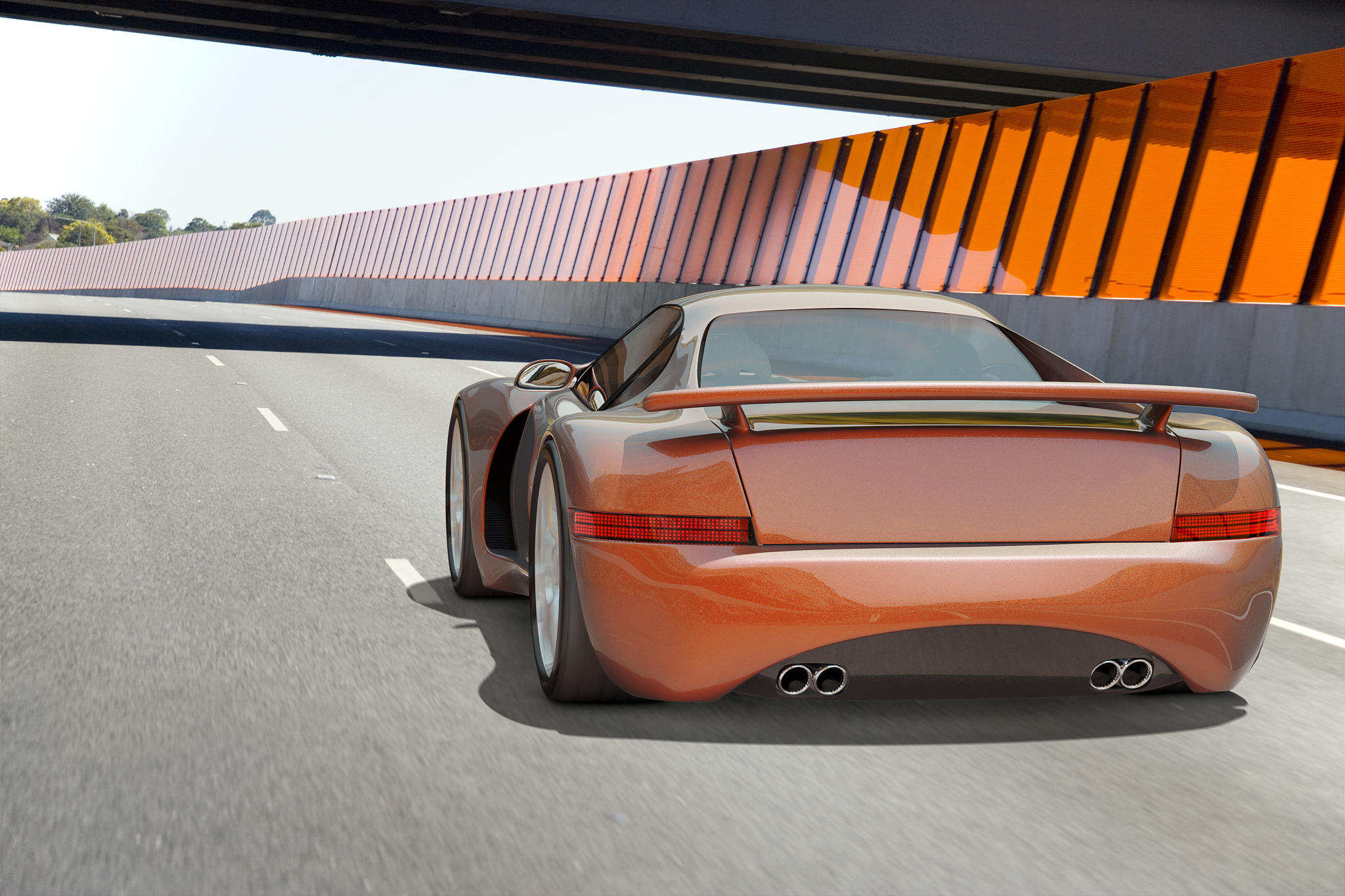 sports car on freeway