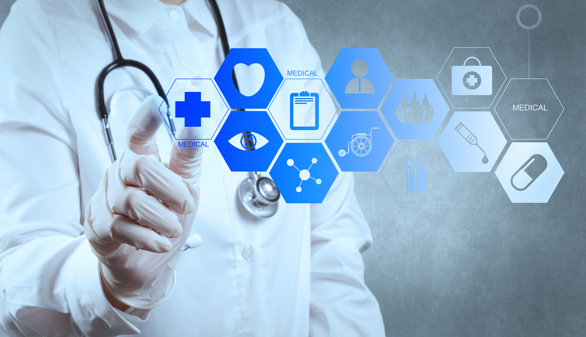 medicine doctor working with modern computer interface