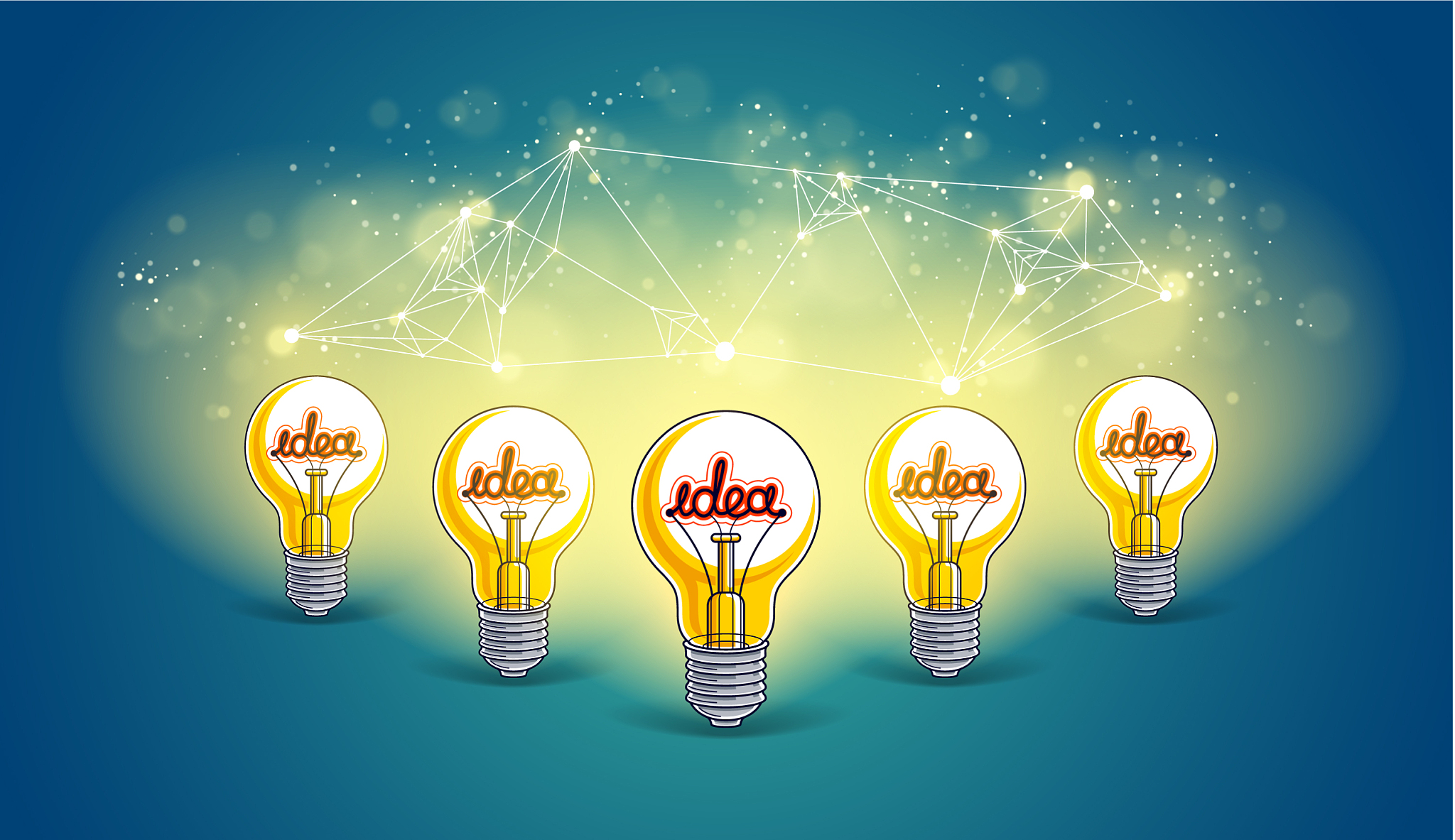 creative team concept group of five shining light