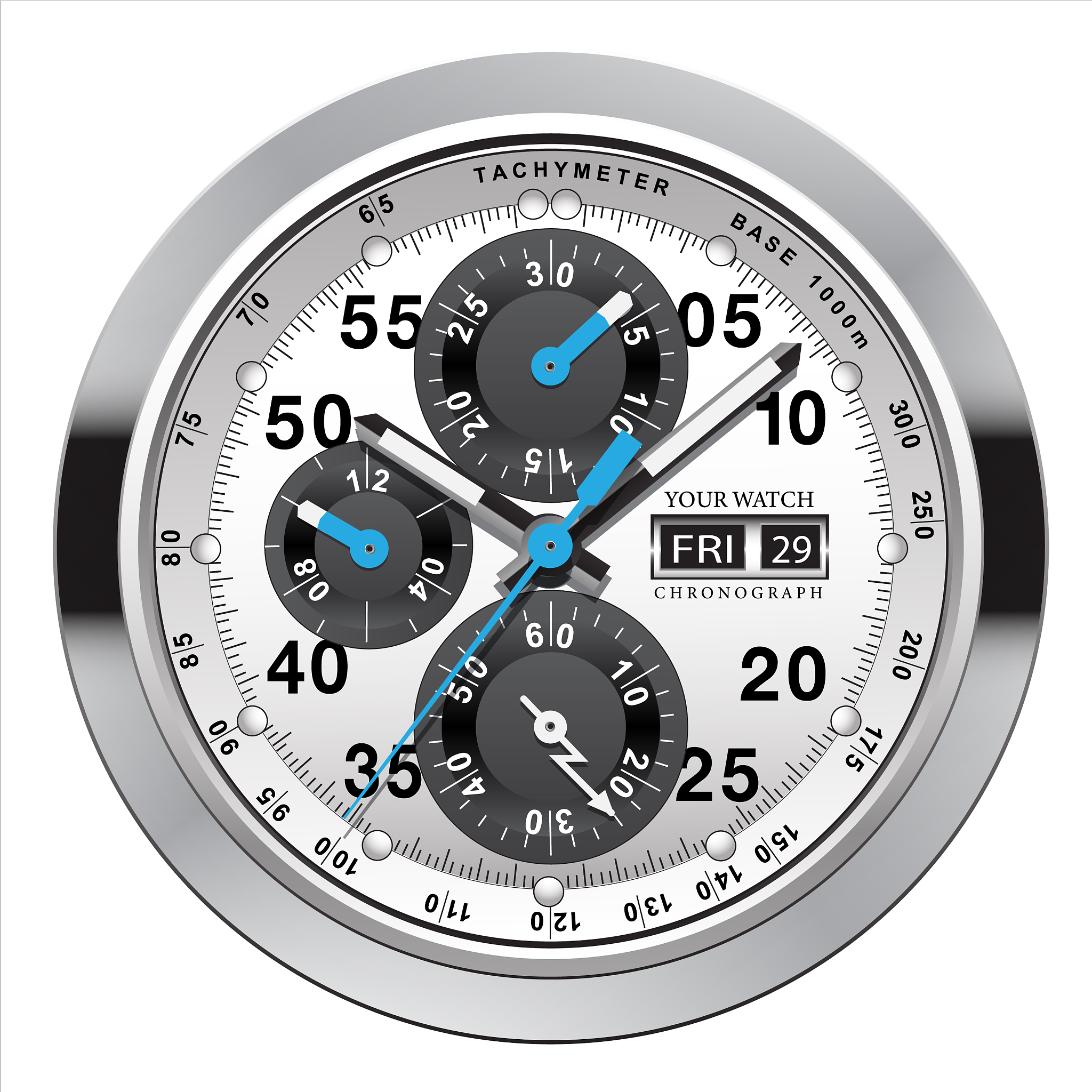 realistic clock watch chronograph steel