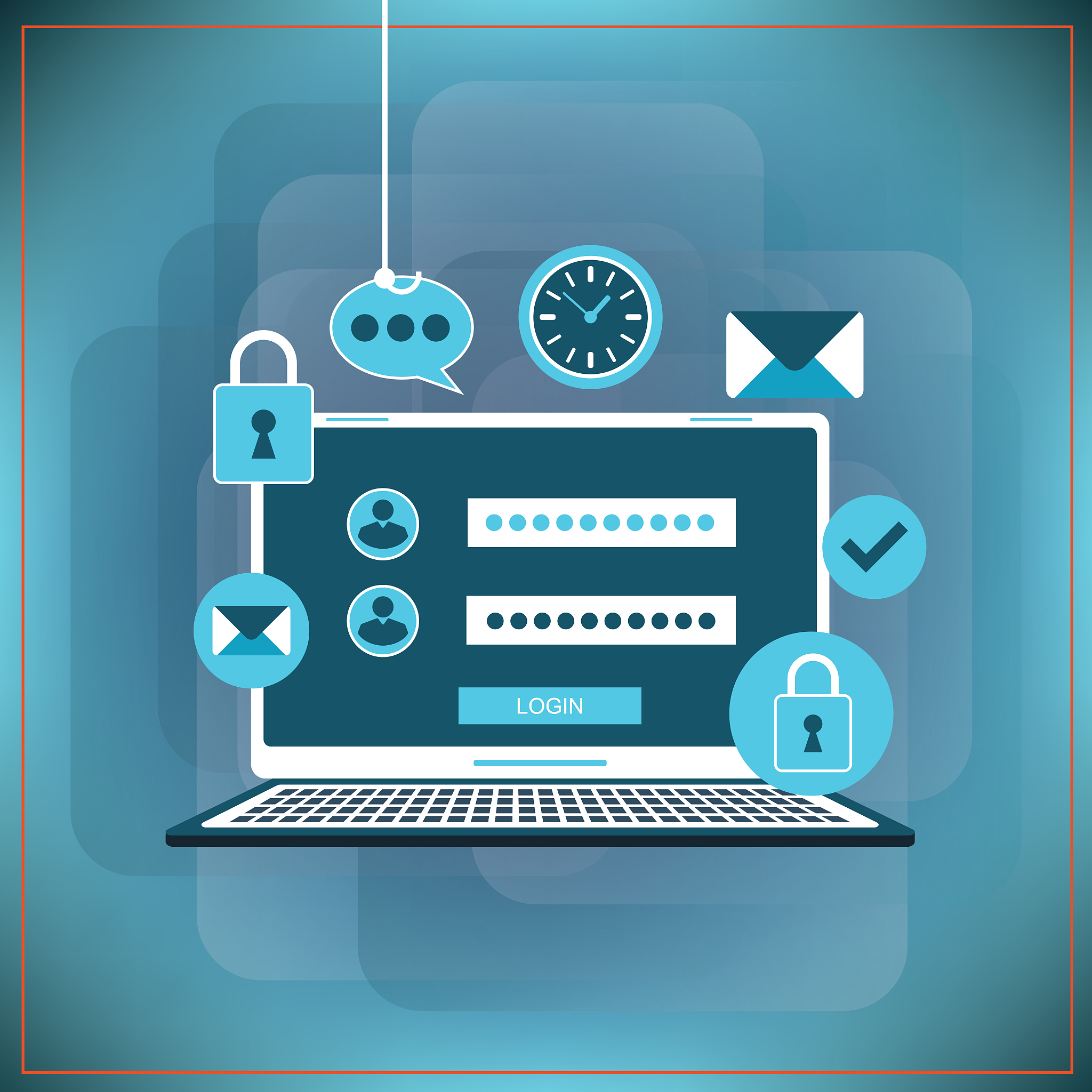 phishing via internet vector illustration
