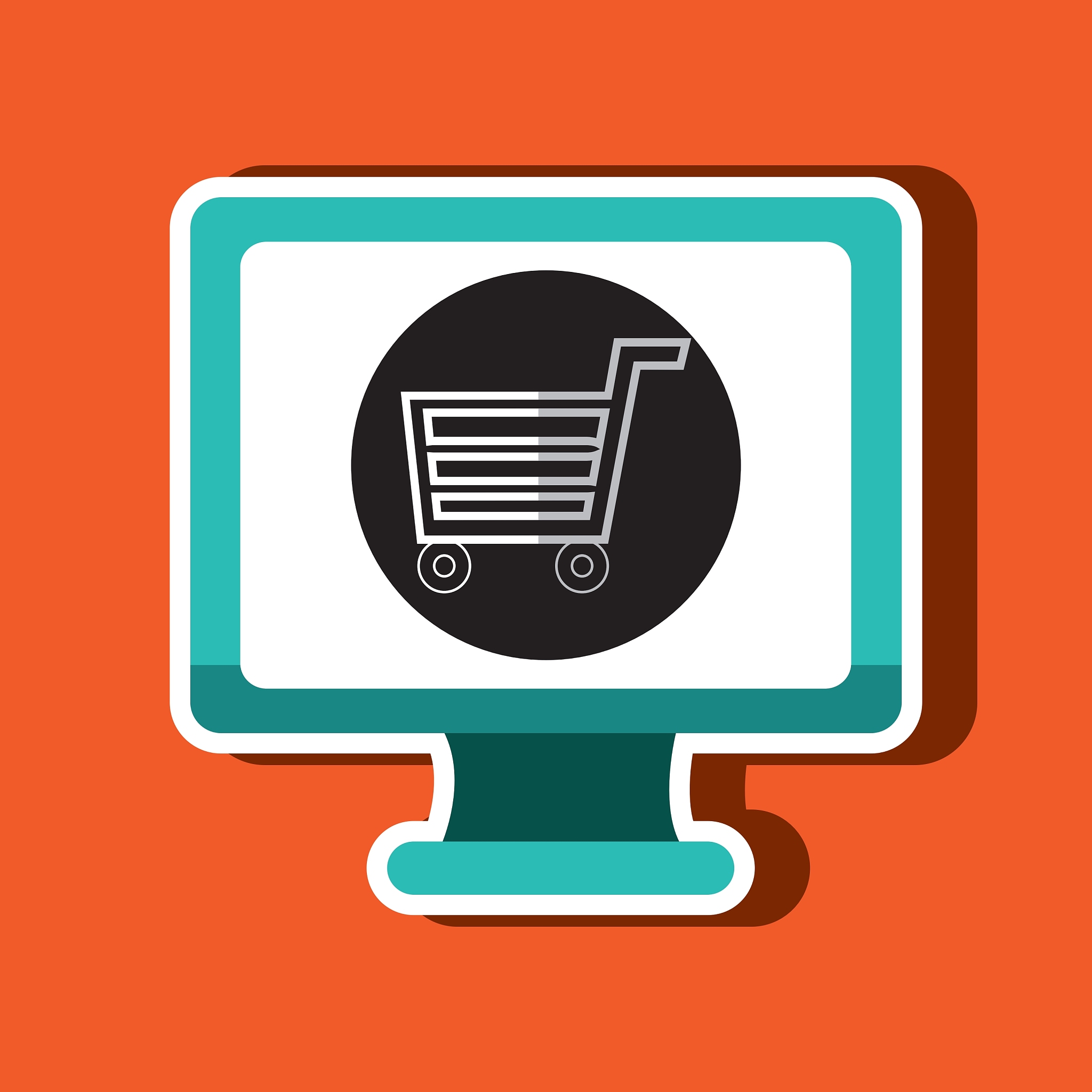 monitor pc with social marketing isolated icon