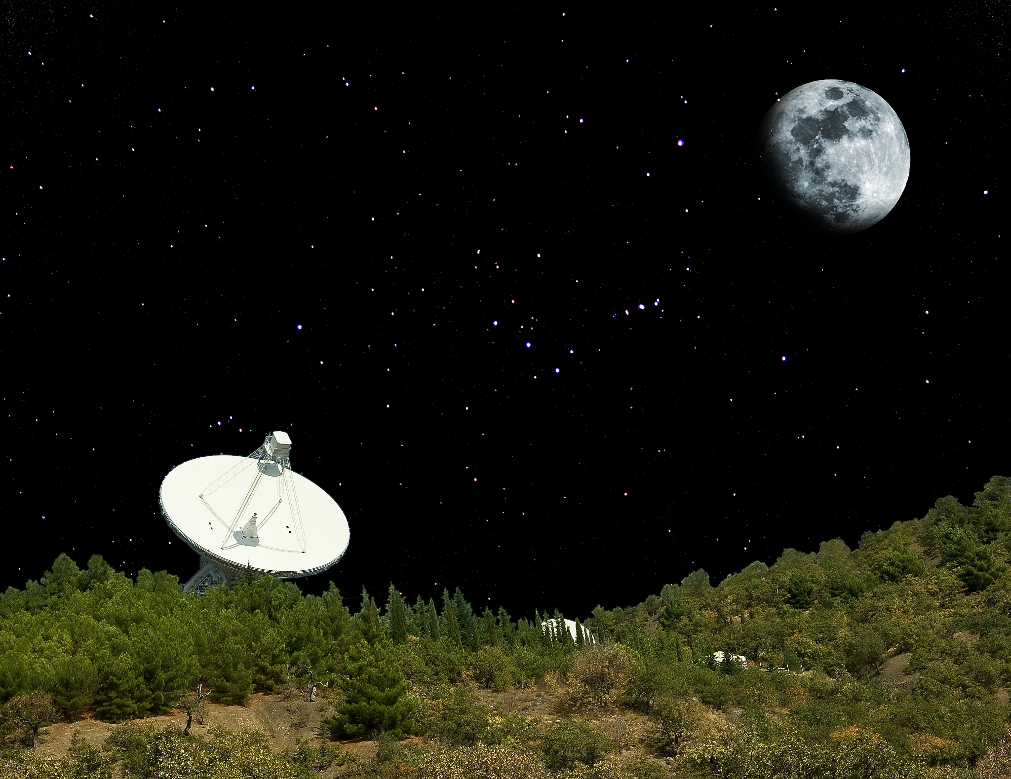 science telescope at the night