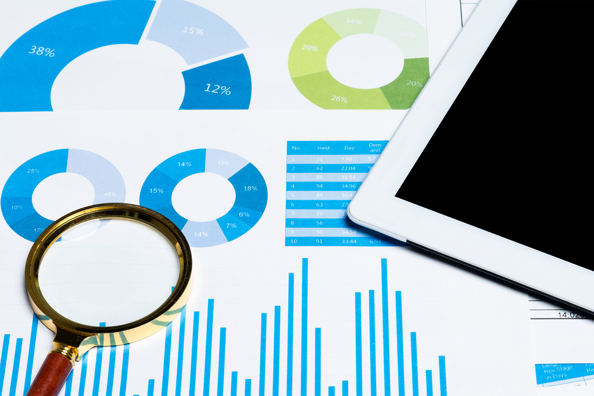 finance chart with digital tablet