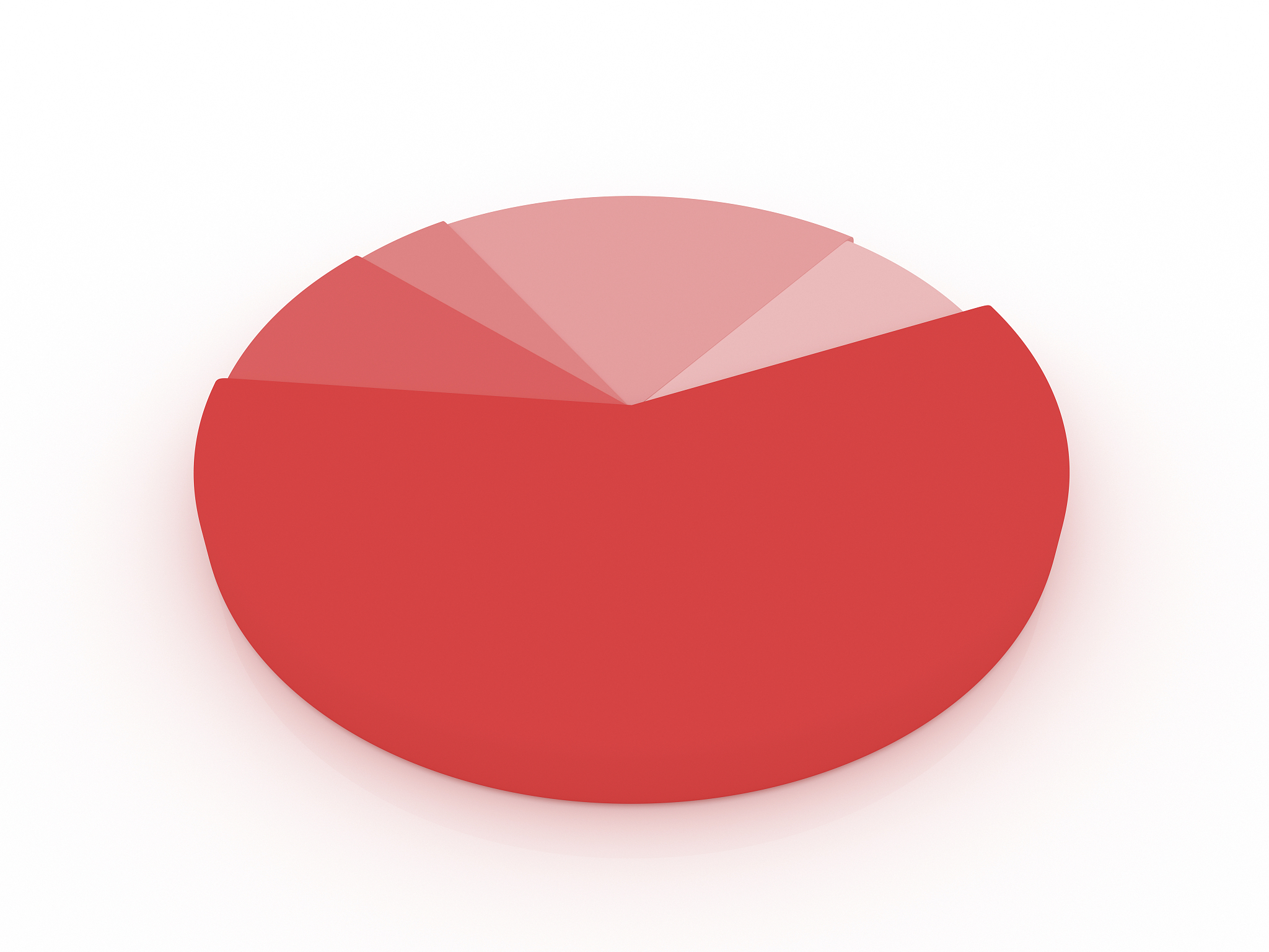 illustration of a red pie chart. 3d