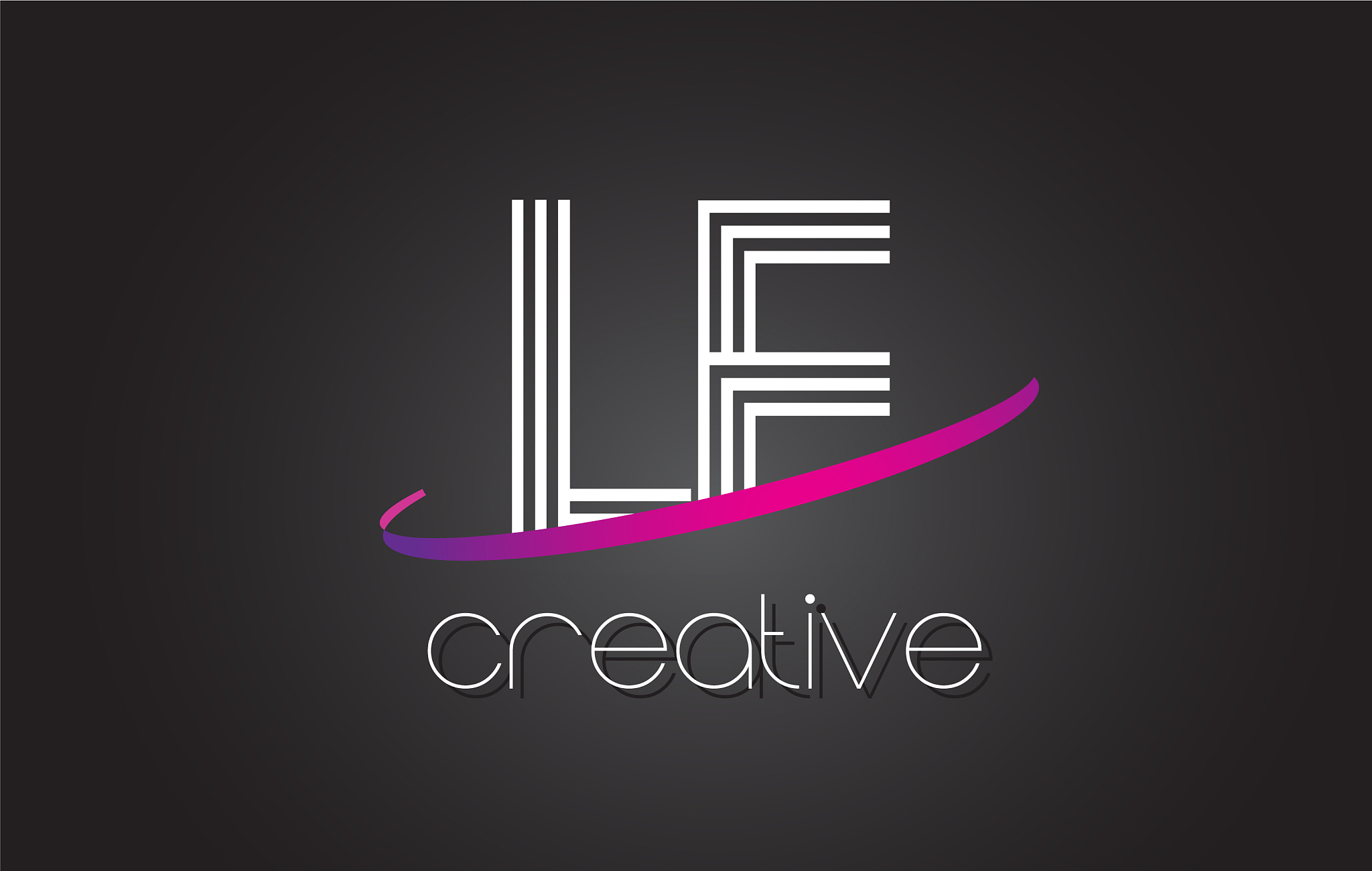 le l e letter logo with lines design and purple