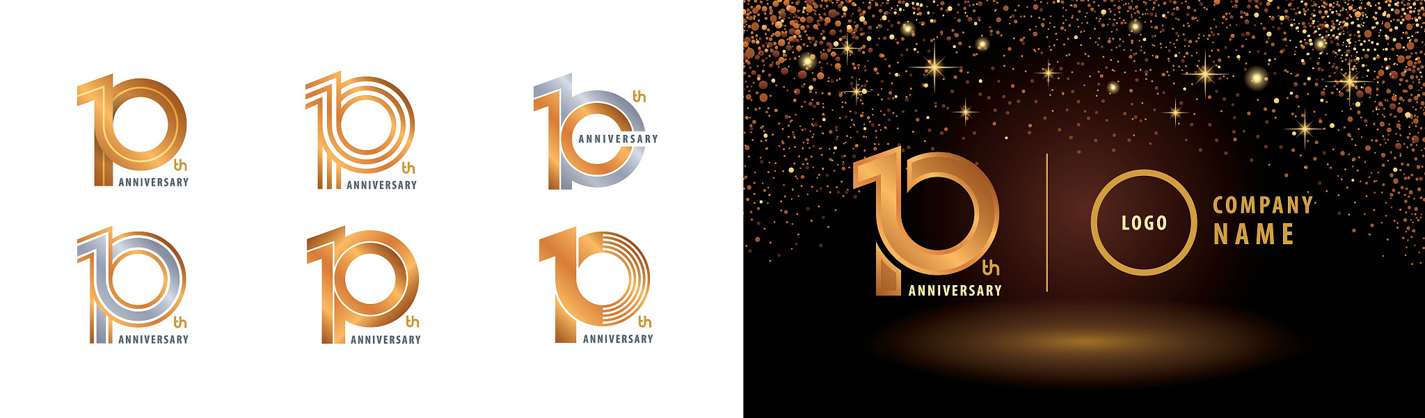 set of 10th anniversary logotype design, ten years anniversary c