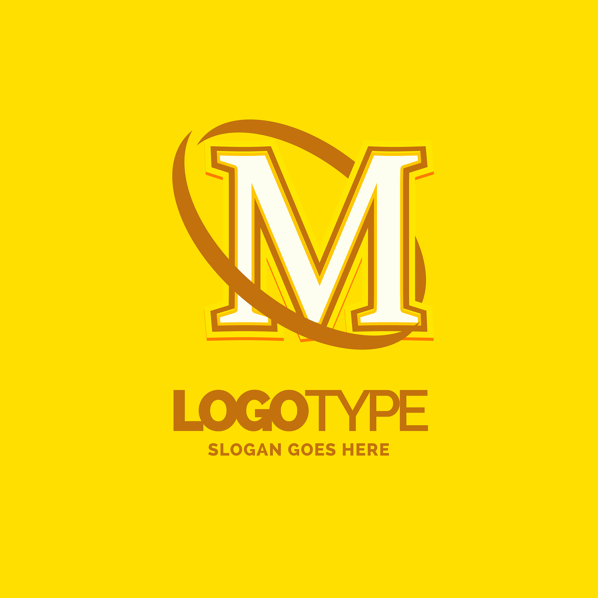 m logo template yellow background circle brand