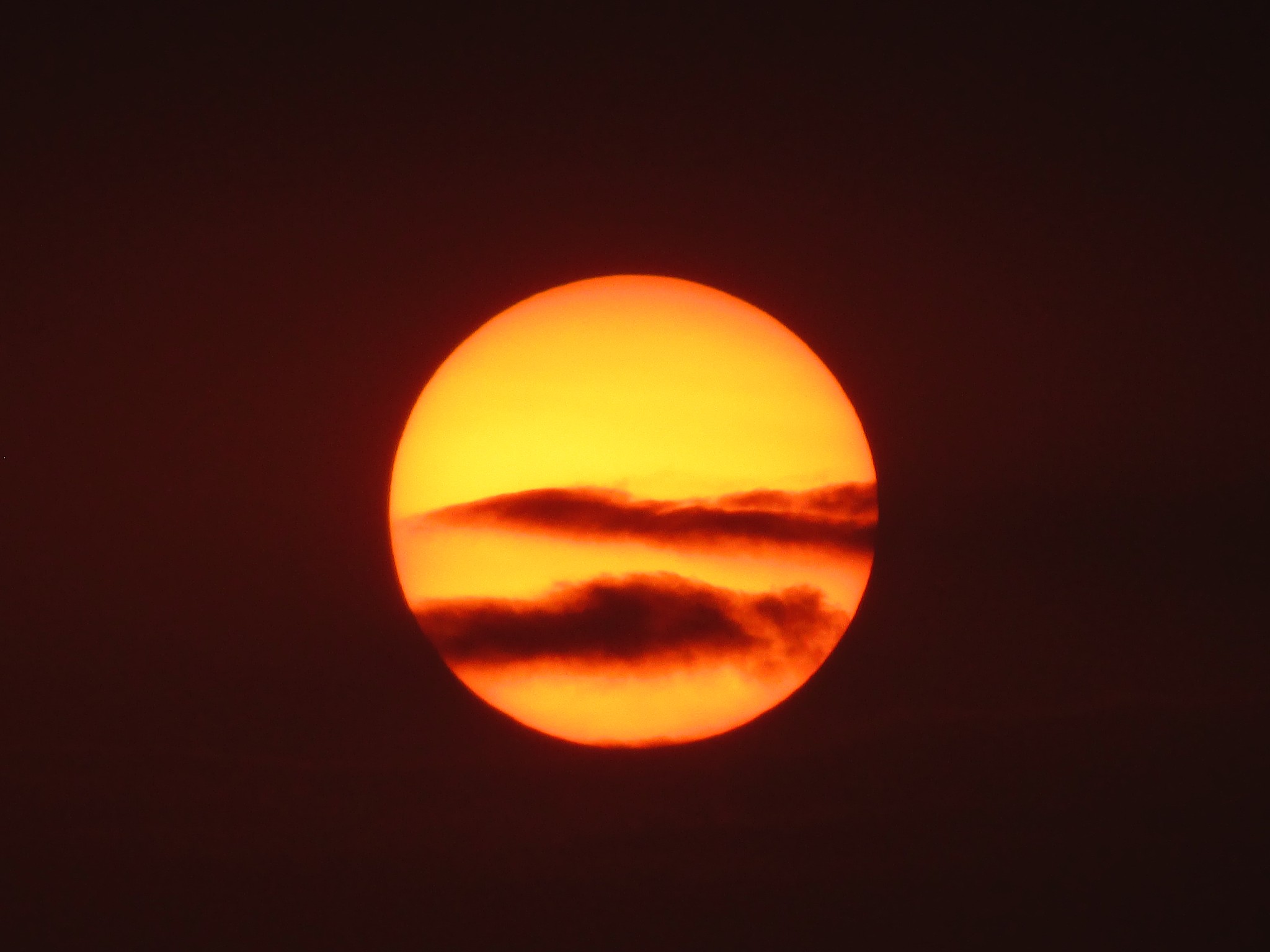 orange sun isolated view at the time of sunset beautiful scene, 
