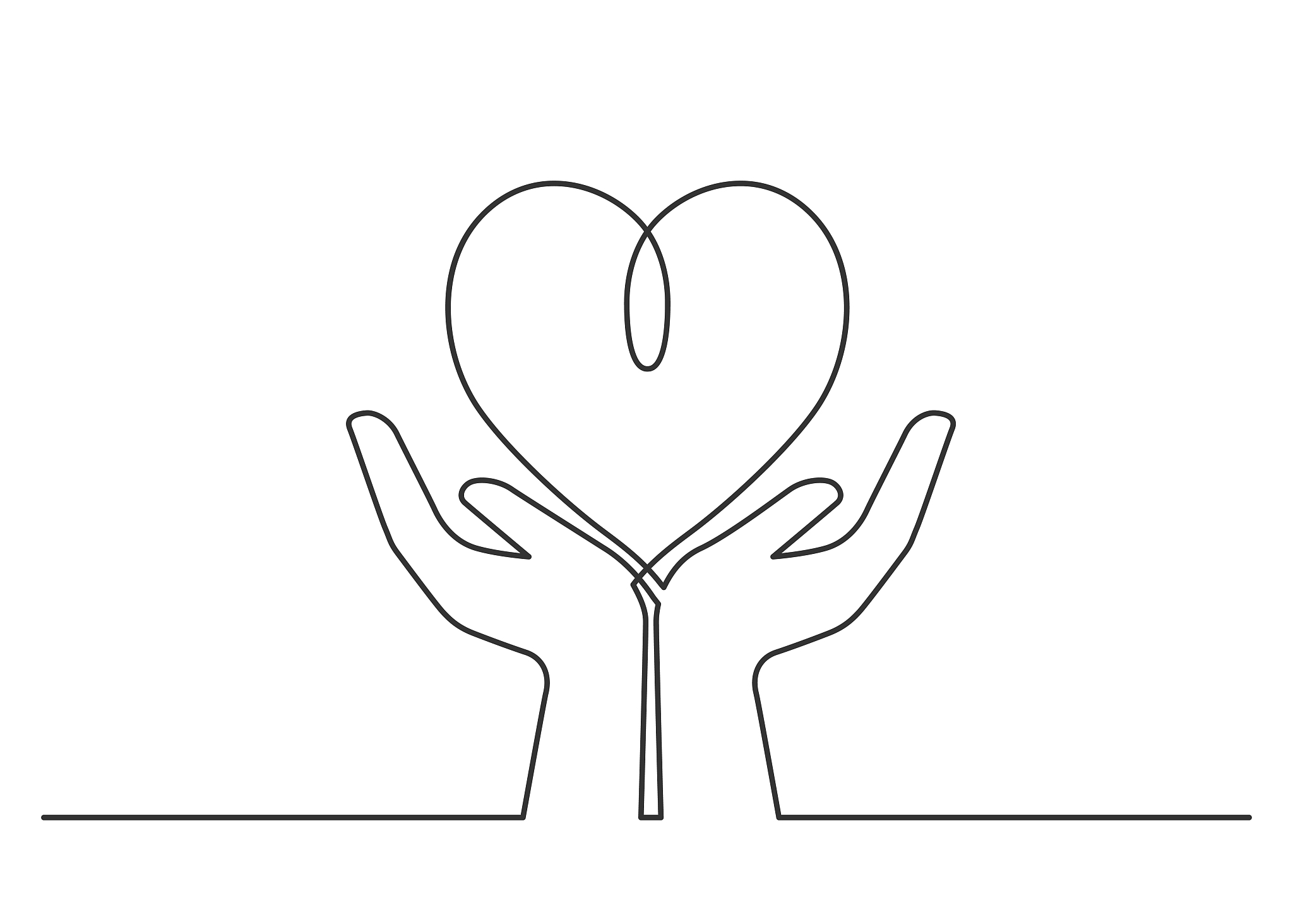hands heart one line