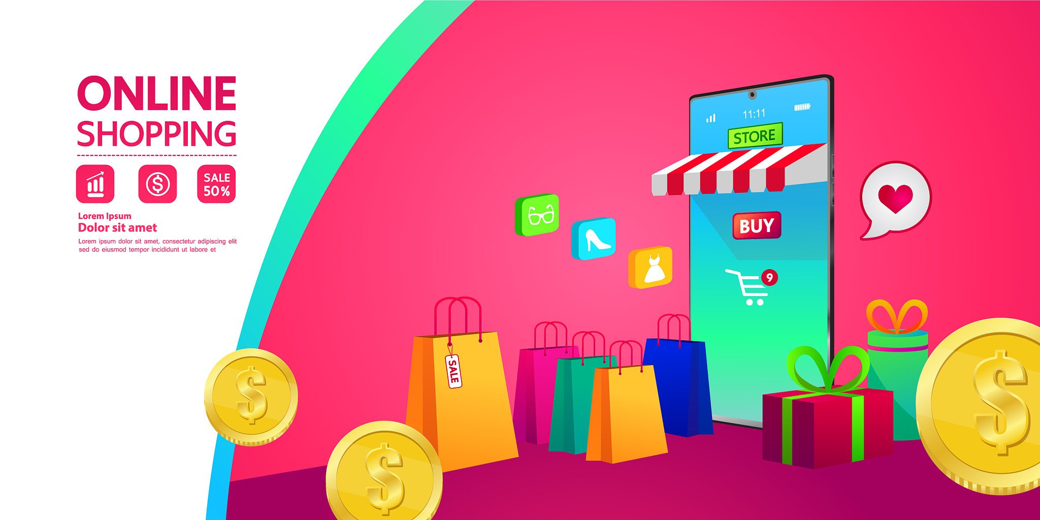 shopping online on website or mobile application