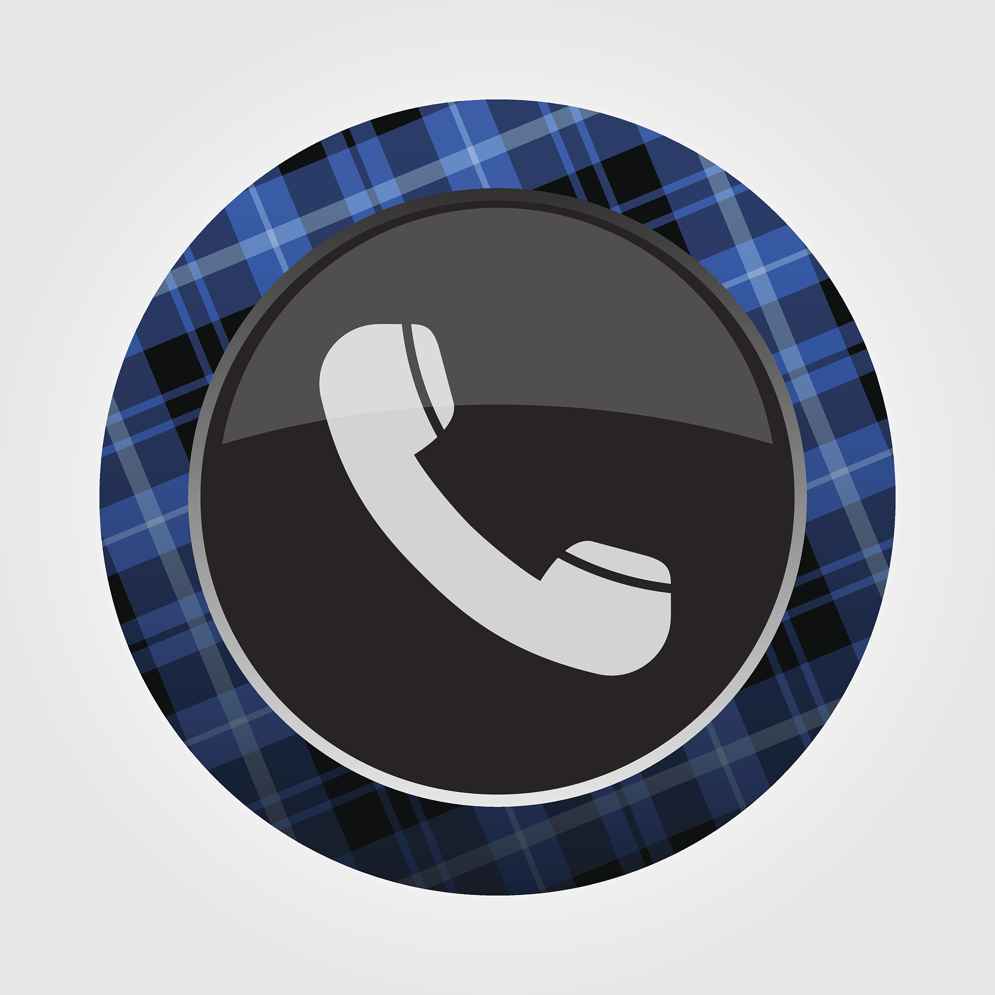 button blue, black tartan - old telephone handset