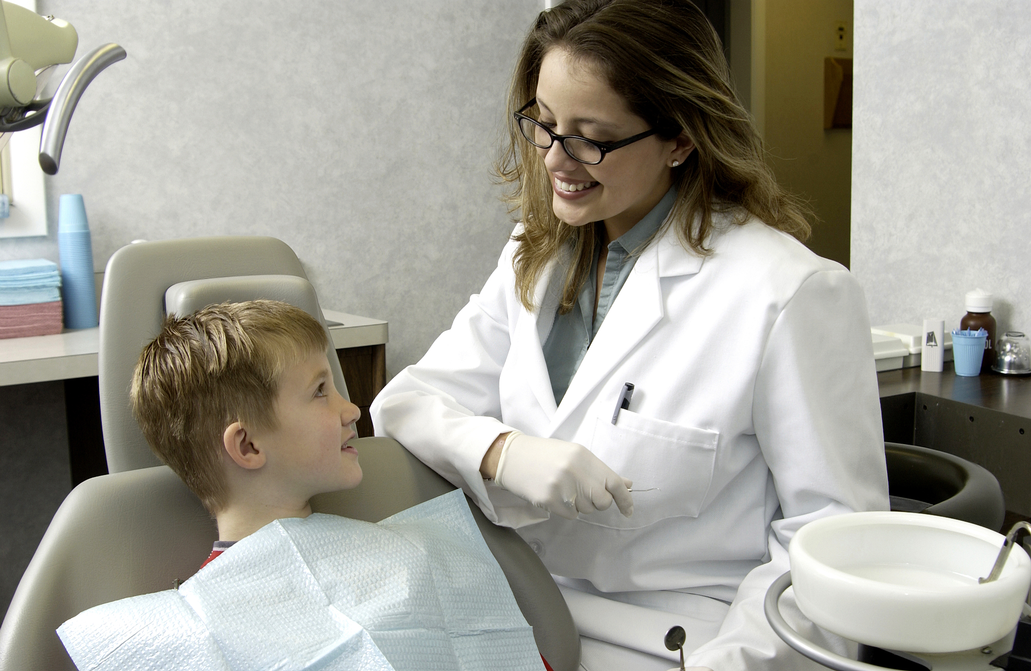 boy getting dental exam