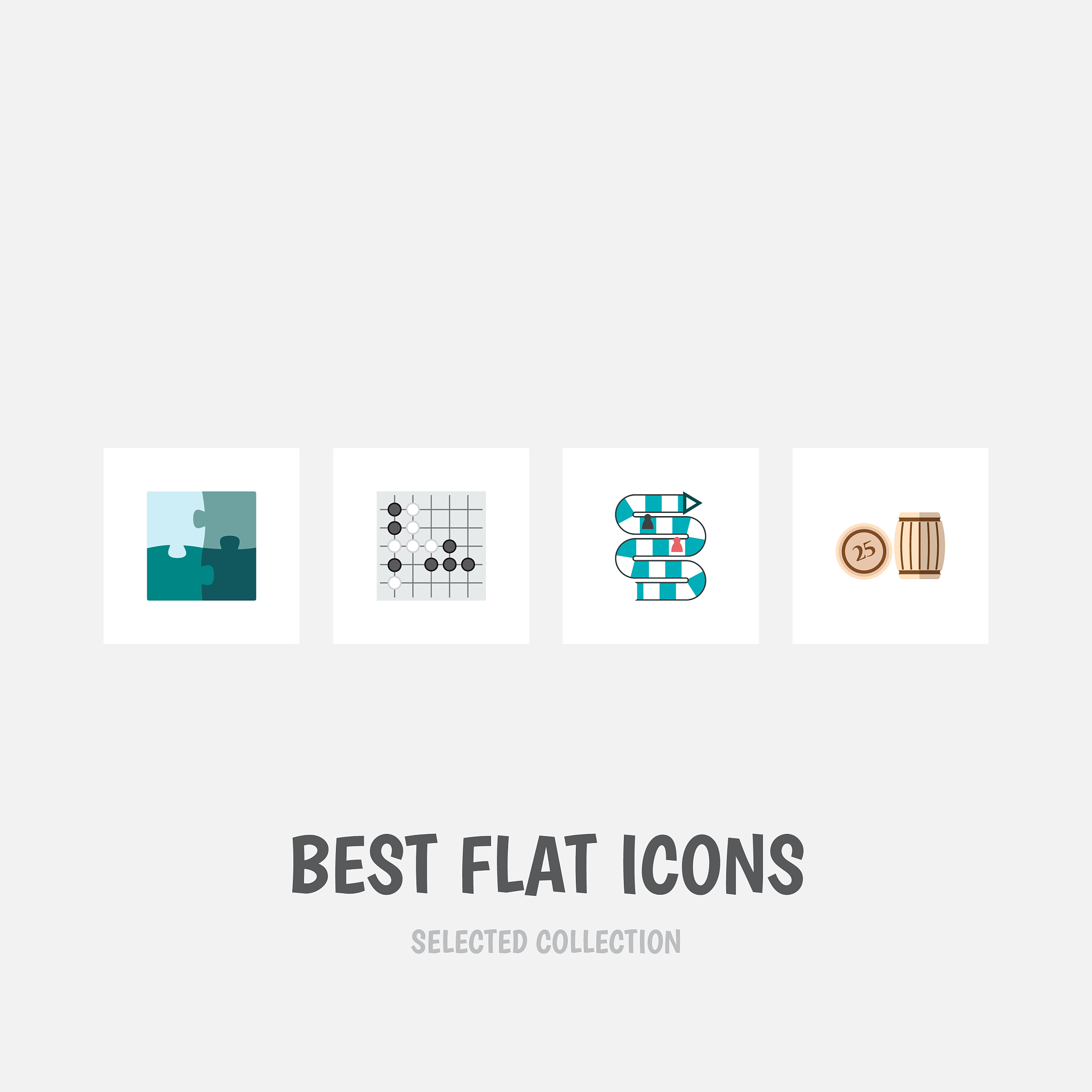 icon flat entertainment set of puzzle table game