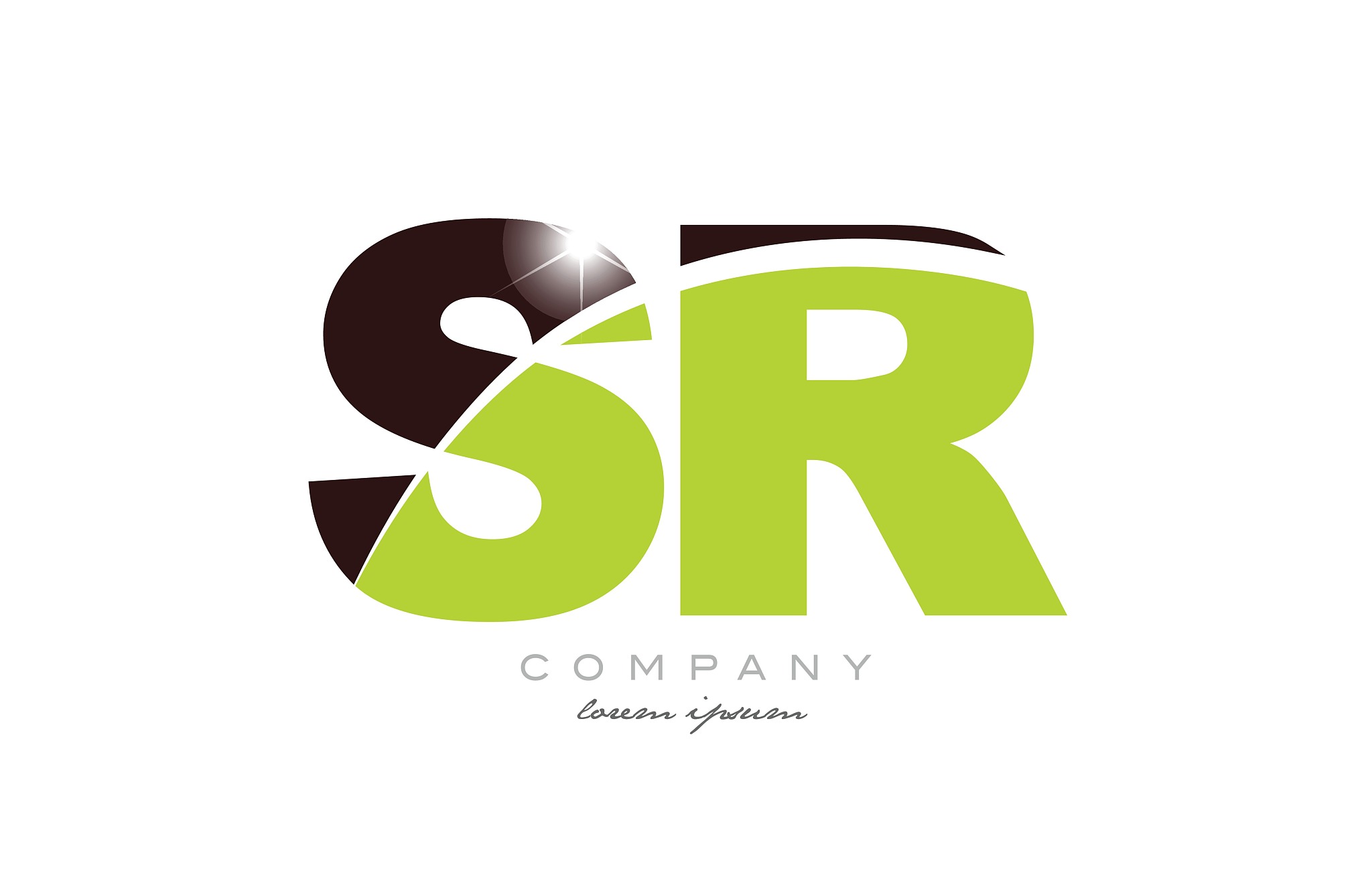 letter sr s r alphabet combination in green and brown color for