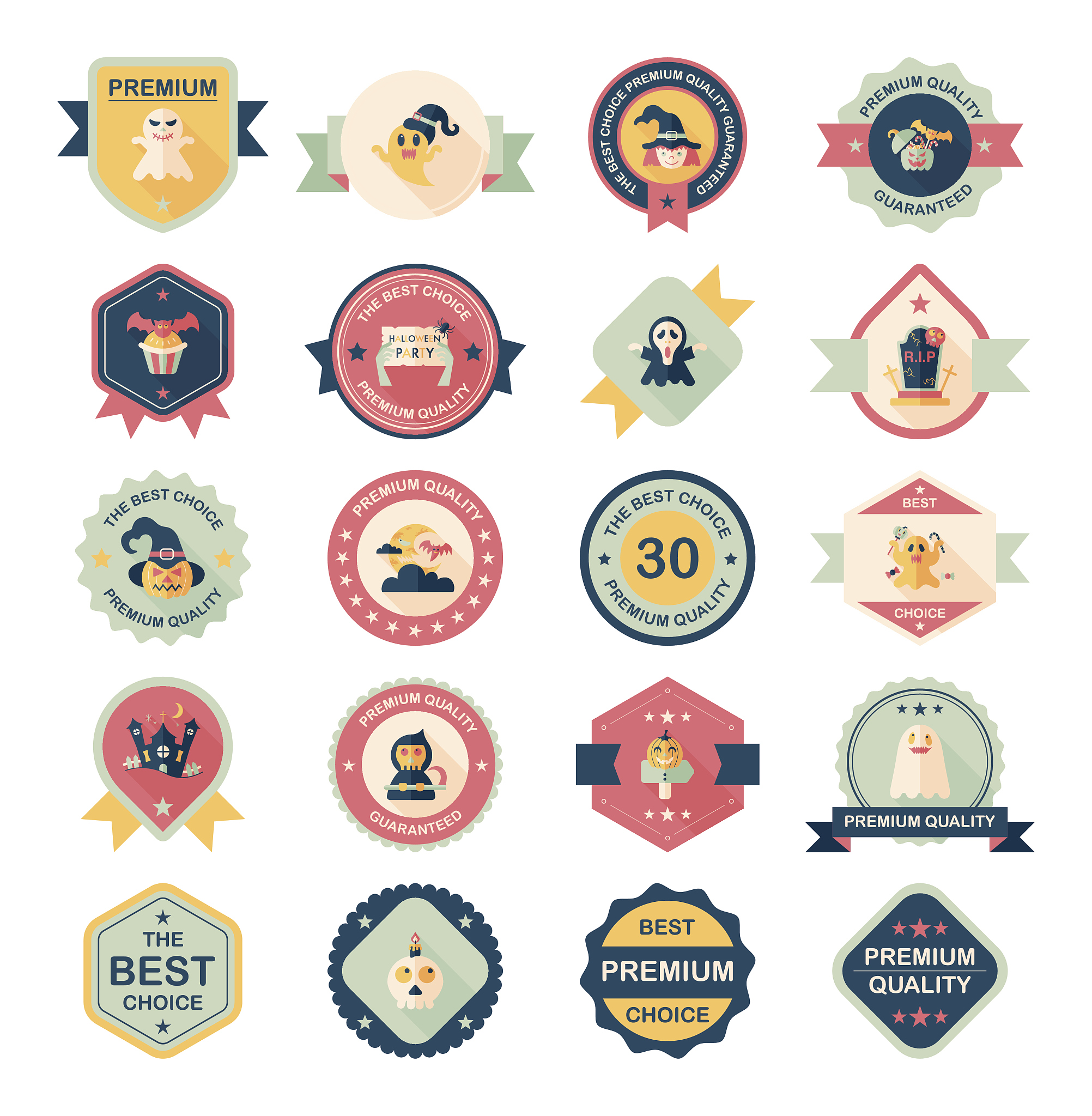 halloween badge banner design flat background set, eps10