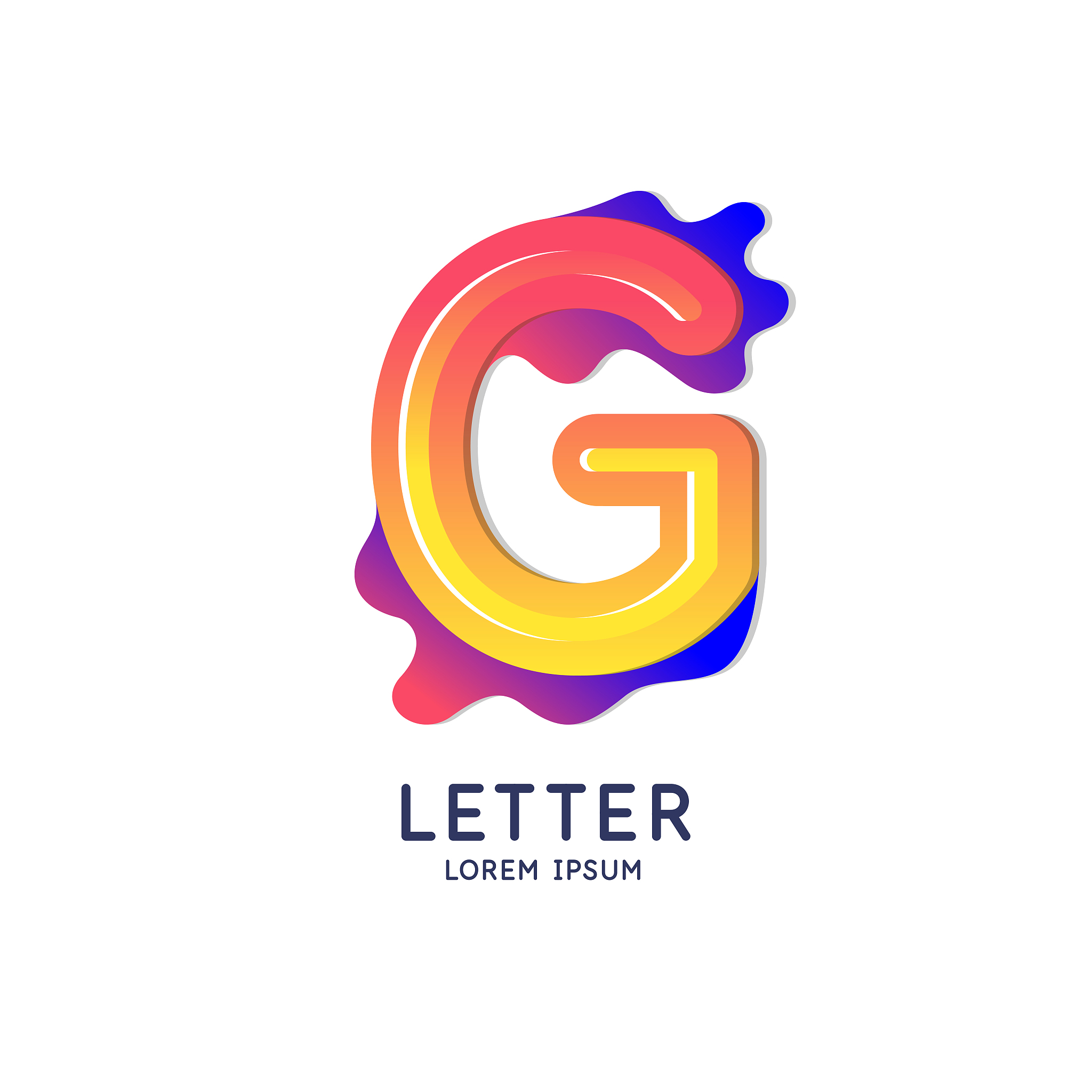 the letter g of the latin alphabet. display character in a brigh