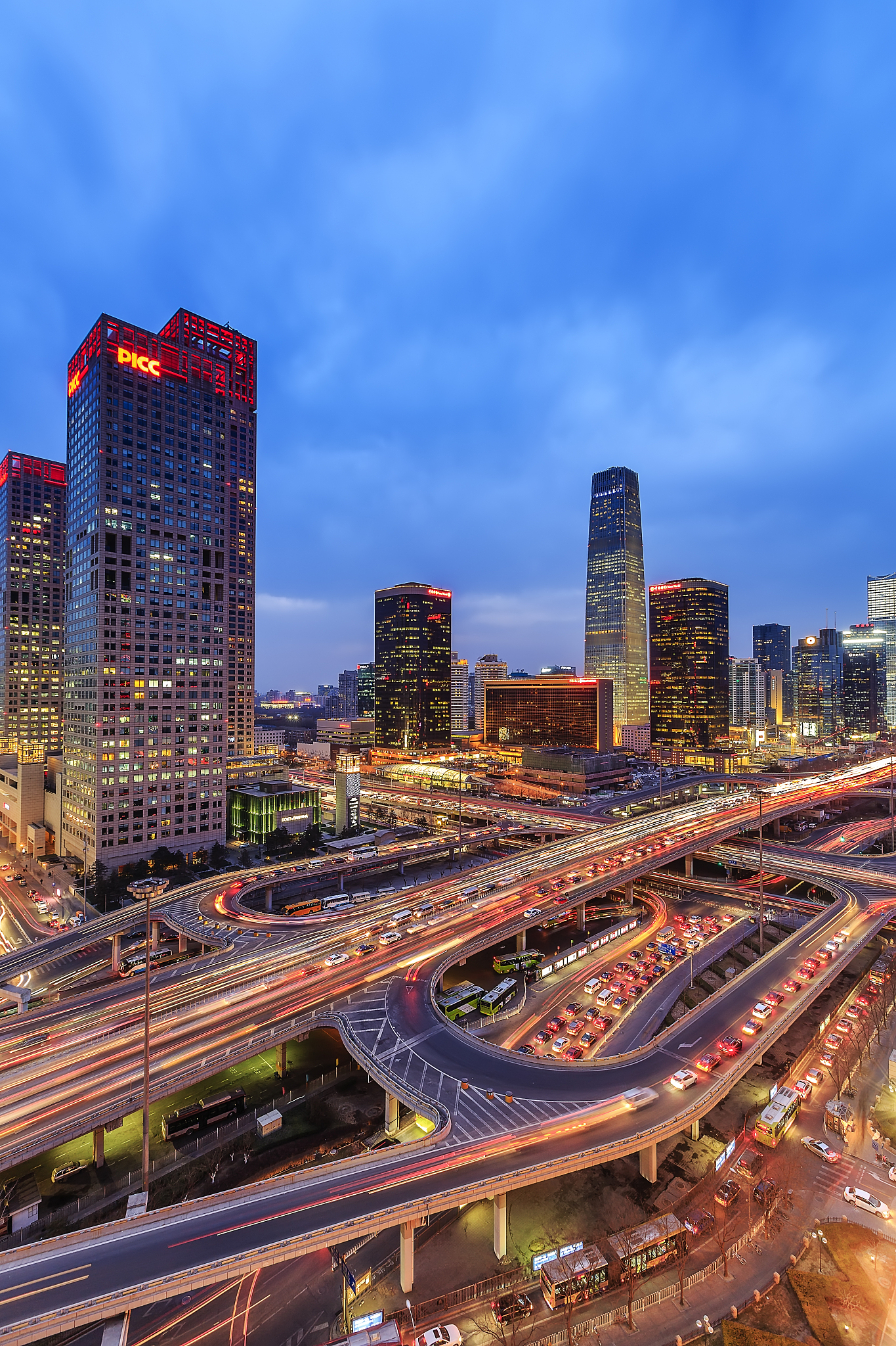<strong>北京</strong>,夜晚,灯,路灯,亚洲,东亚,朝阳区,北京cbd,长时间曝光,高视角