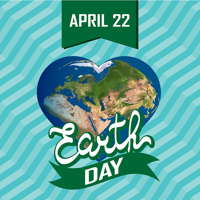 greeting card with earth day earth in heart shape