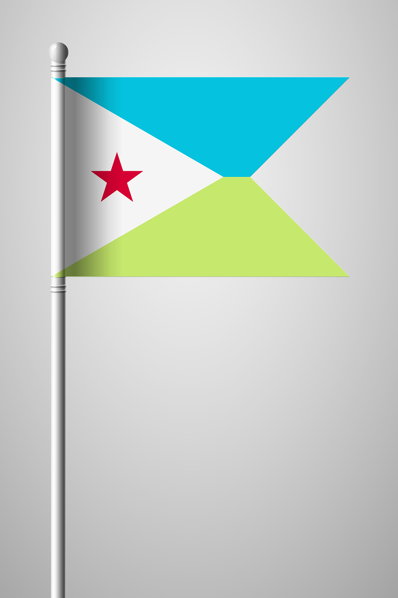 flag of djibouti. national flag on flagpole. isolated illustrati