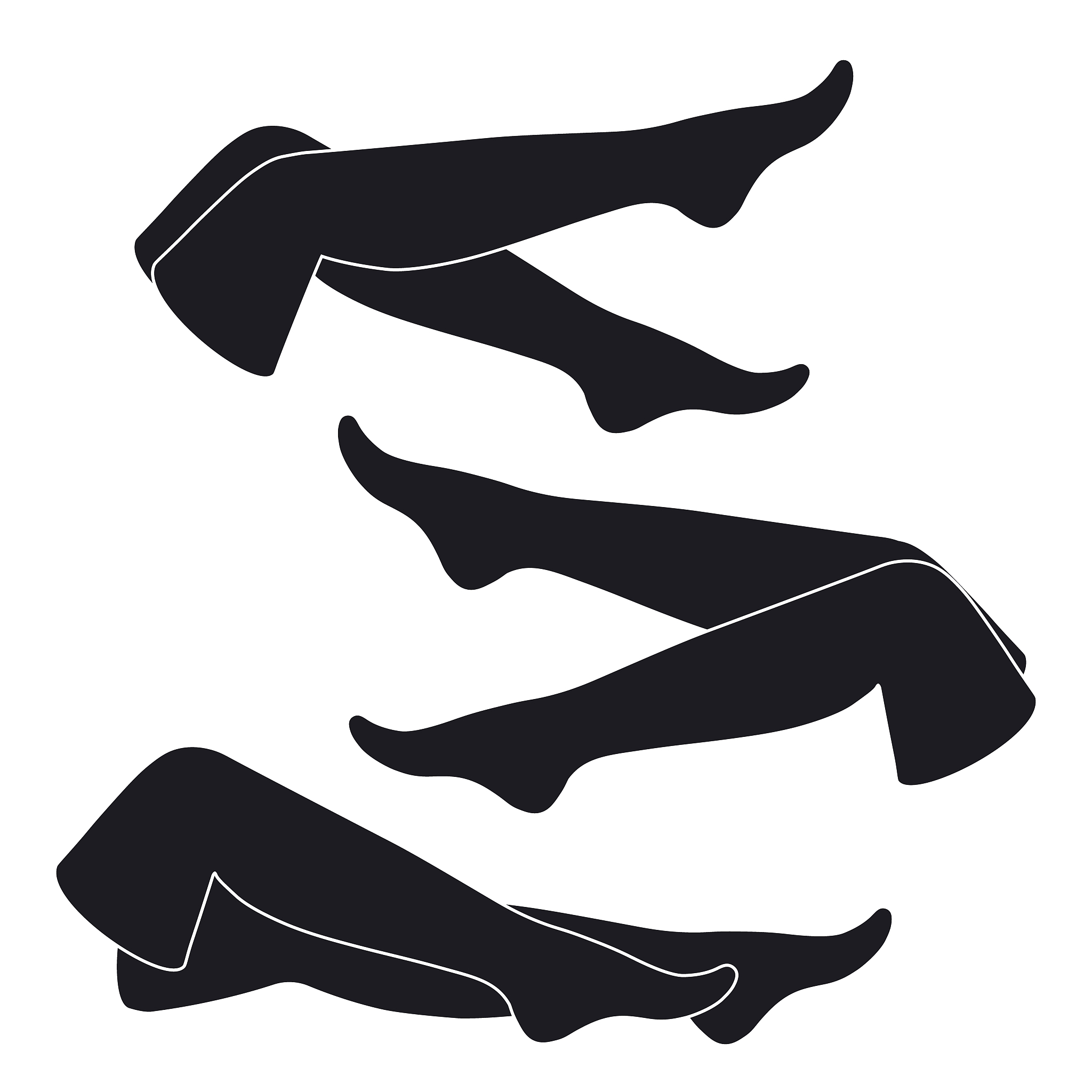 women's legs, collection of black flat icons on a white backgrou