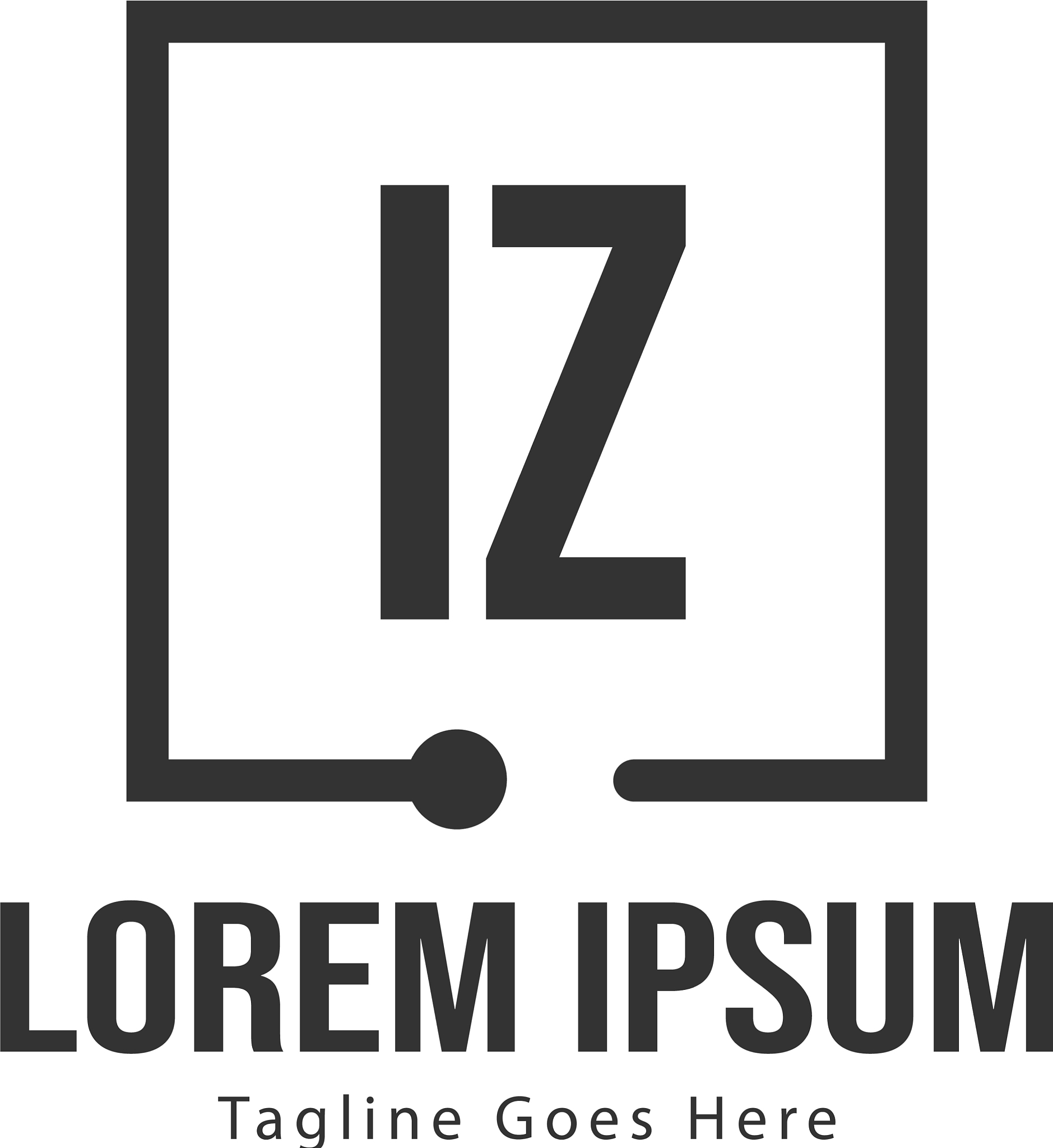 initial iz logo template with modern frame