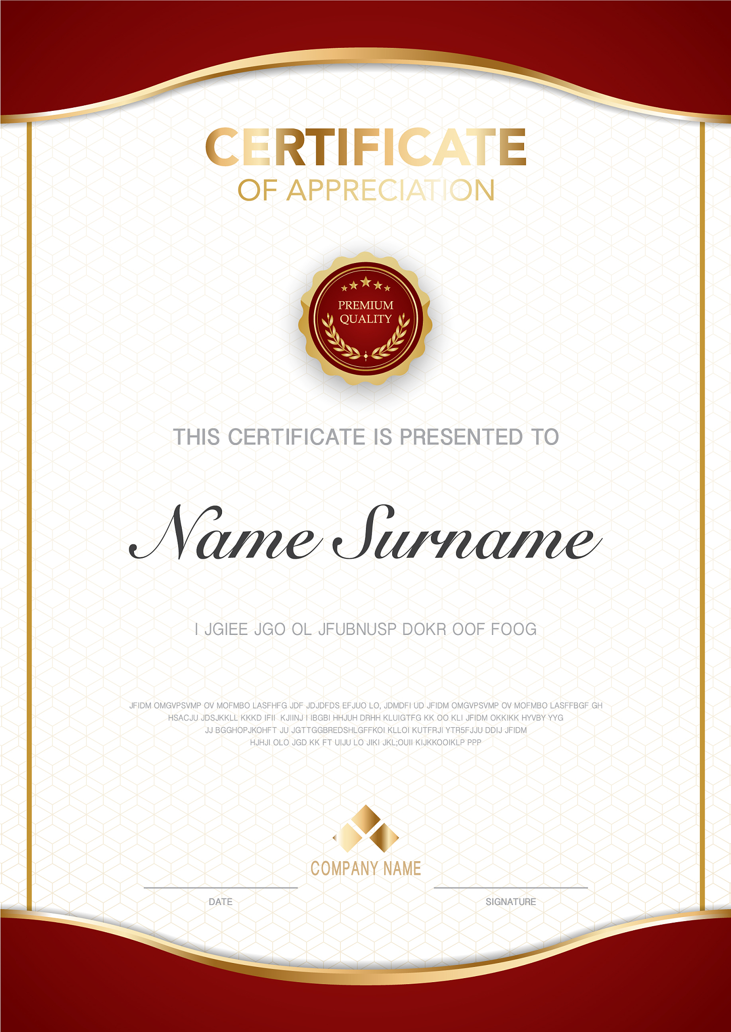 diploma certificate template red and gold color