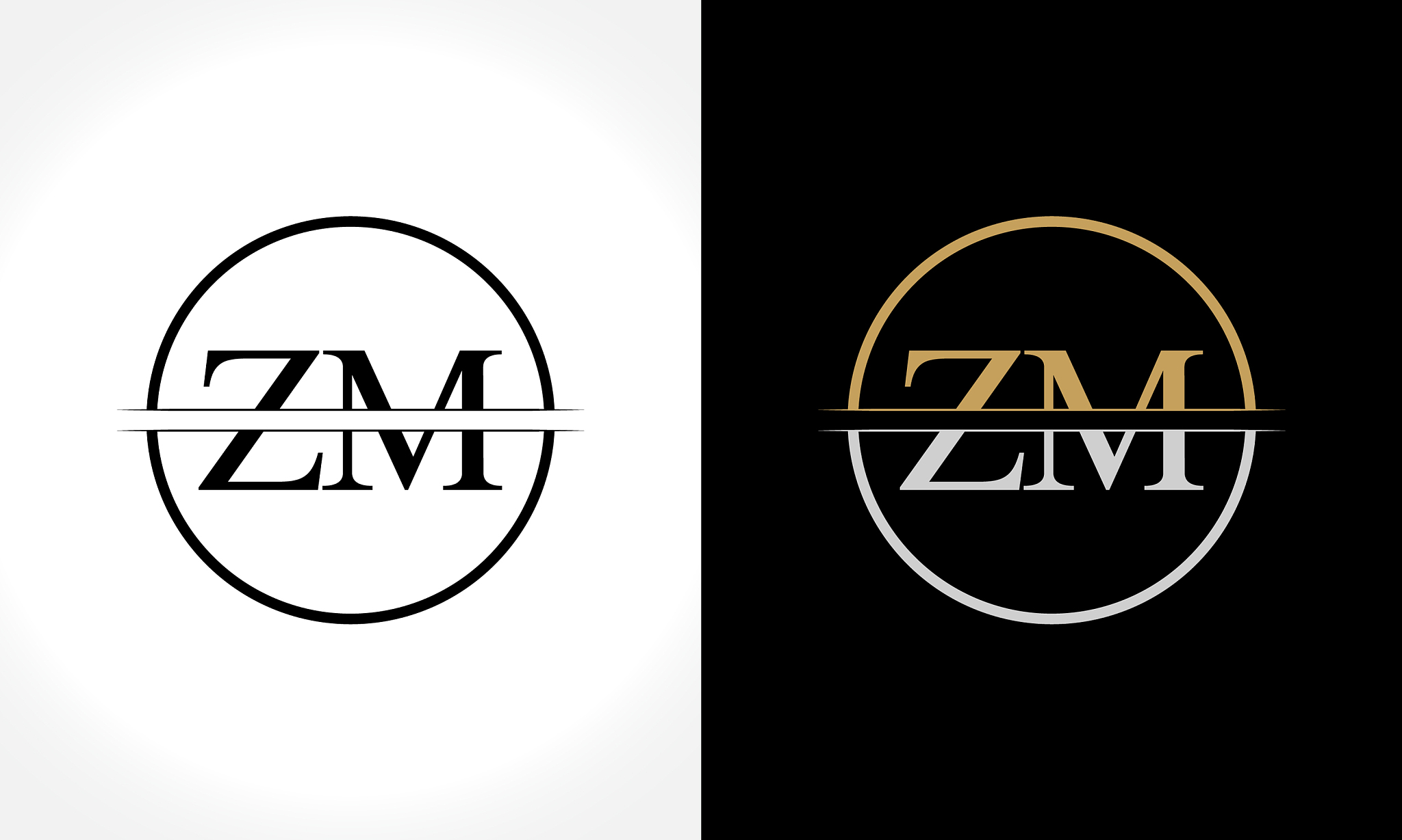 initial zm logo design template creative letter