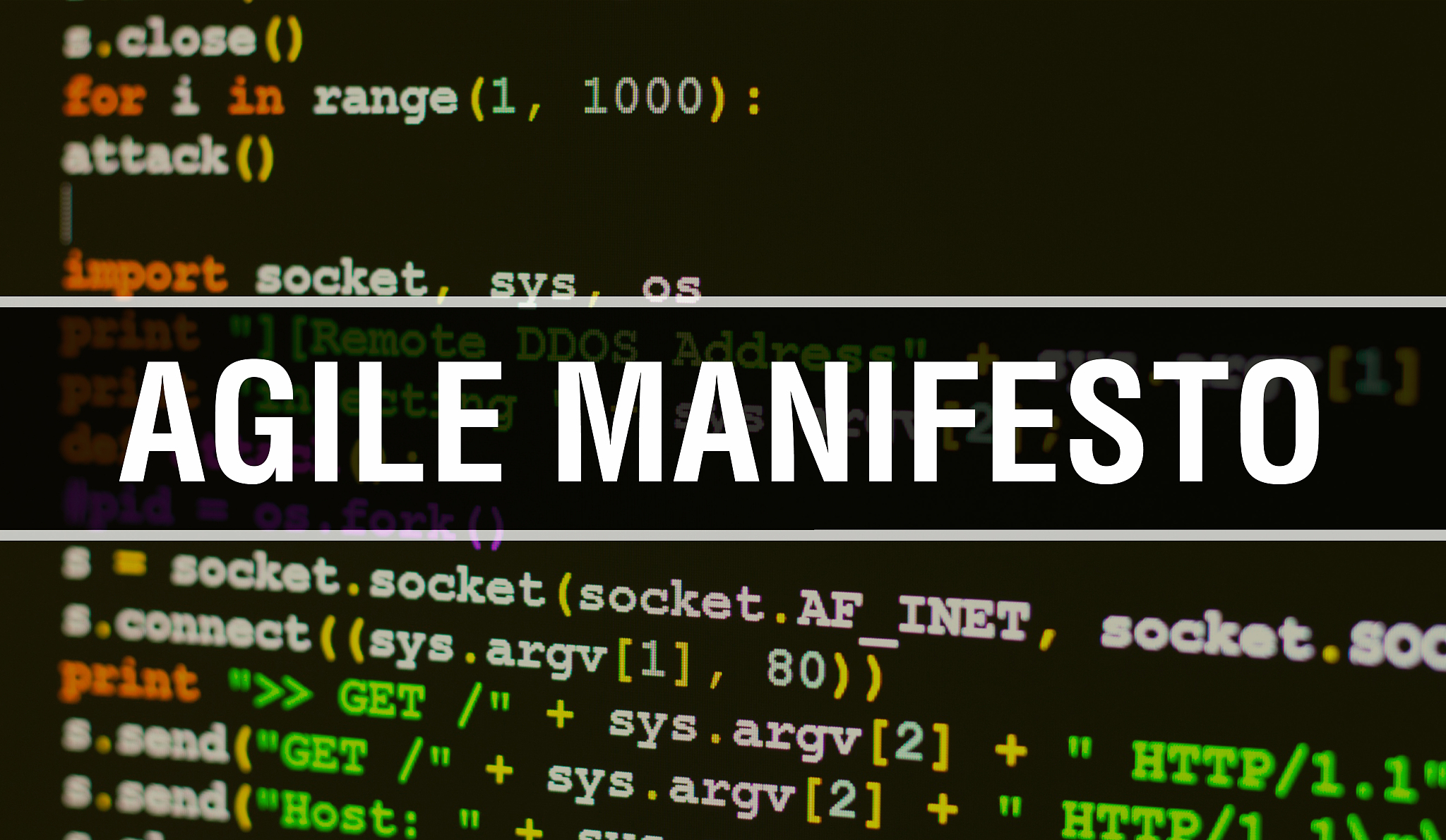 agile manifesto with digital java code text. agile manifesto and