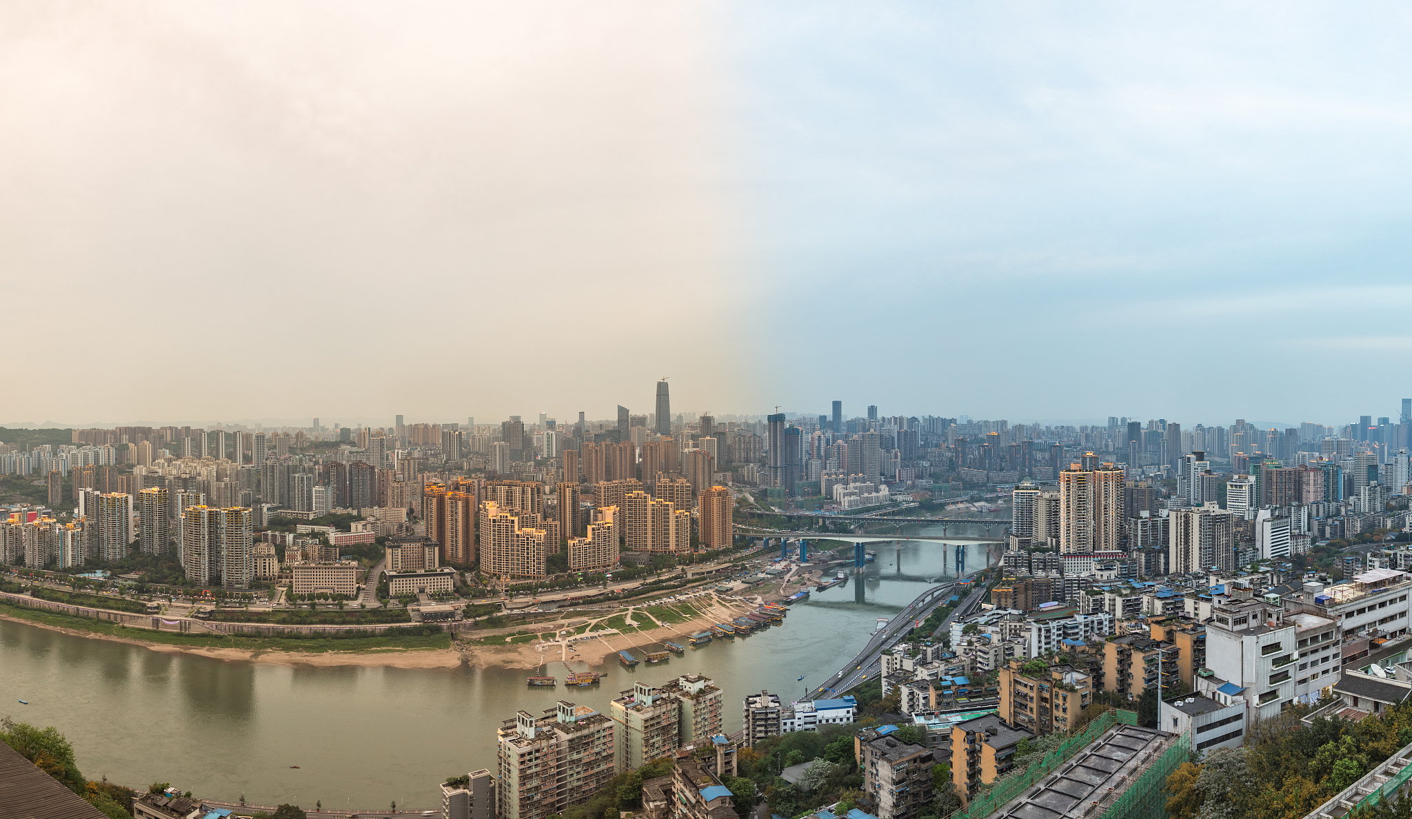 panoramic view of cityscape,midtown skyline,shot in chongqing,ch