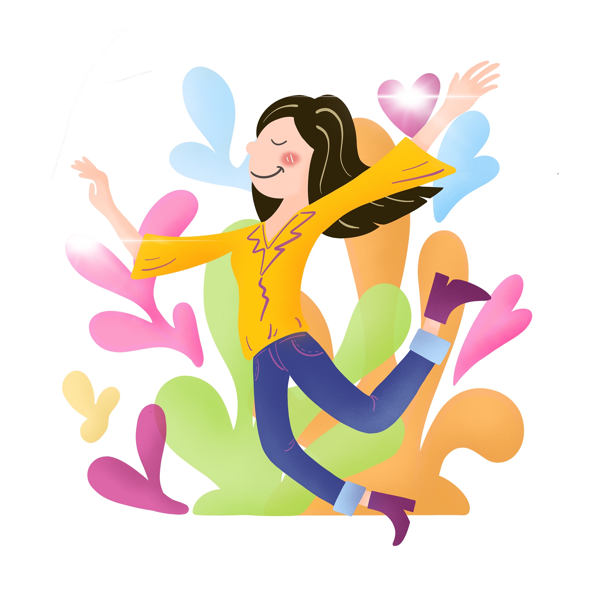 少女招手邀你一起玩耍！AI绘画生成精美图片