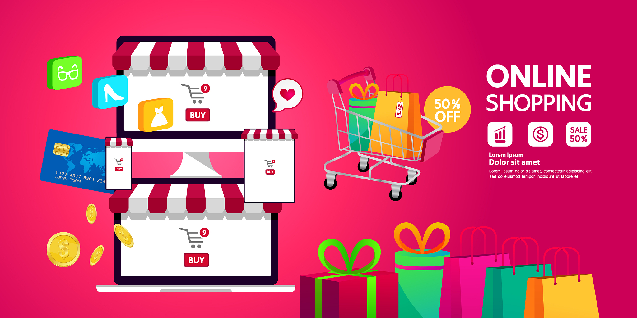shopping online on website or mobile application