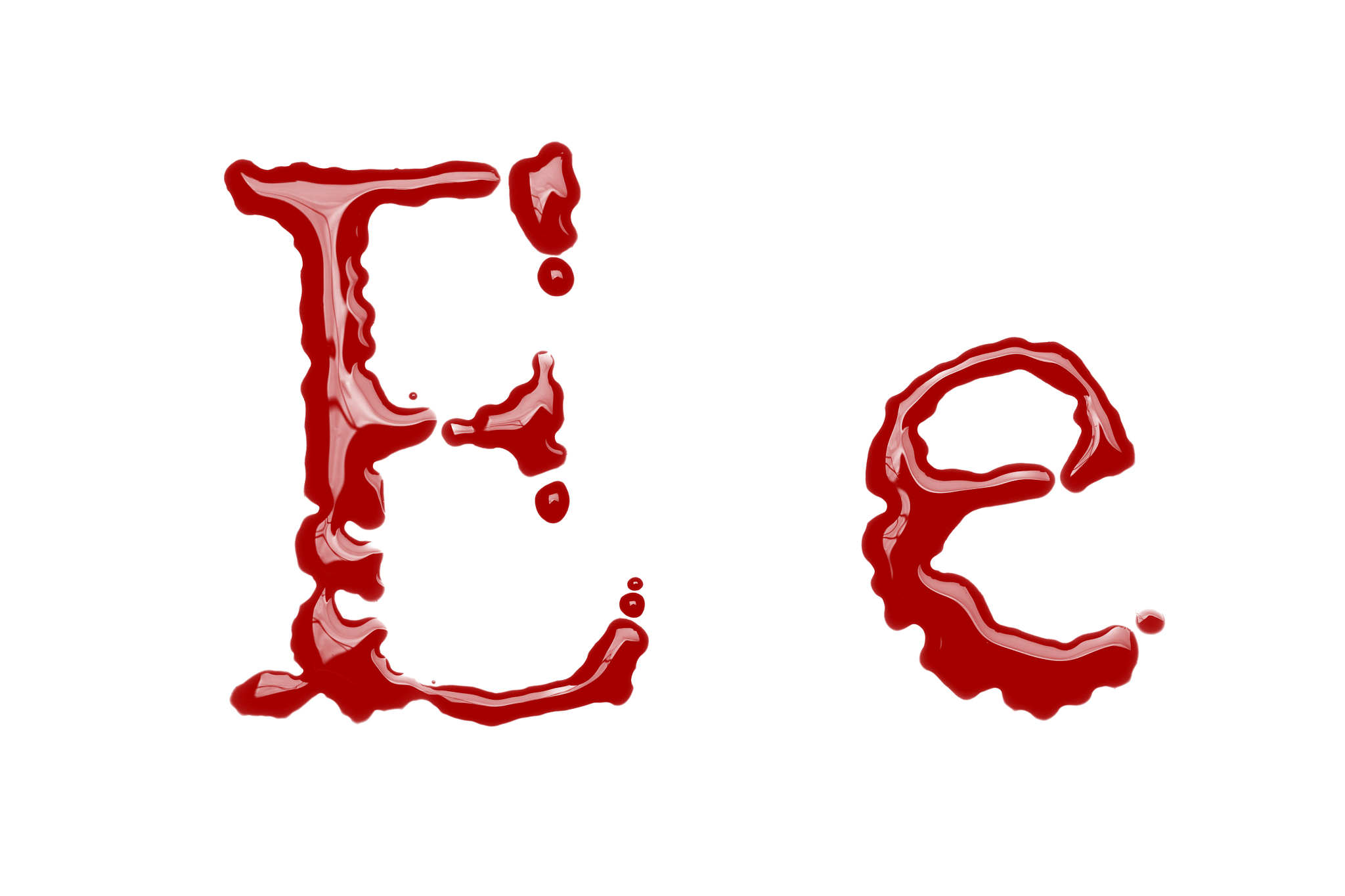 capital and lowercase letter e made from blood