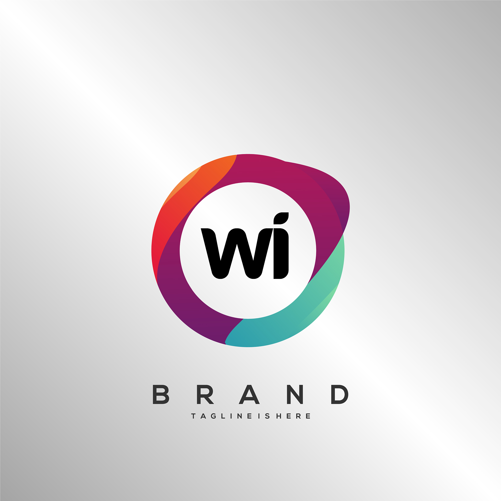 letter wi gradient color logo design