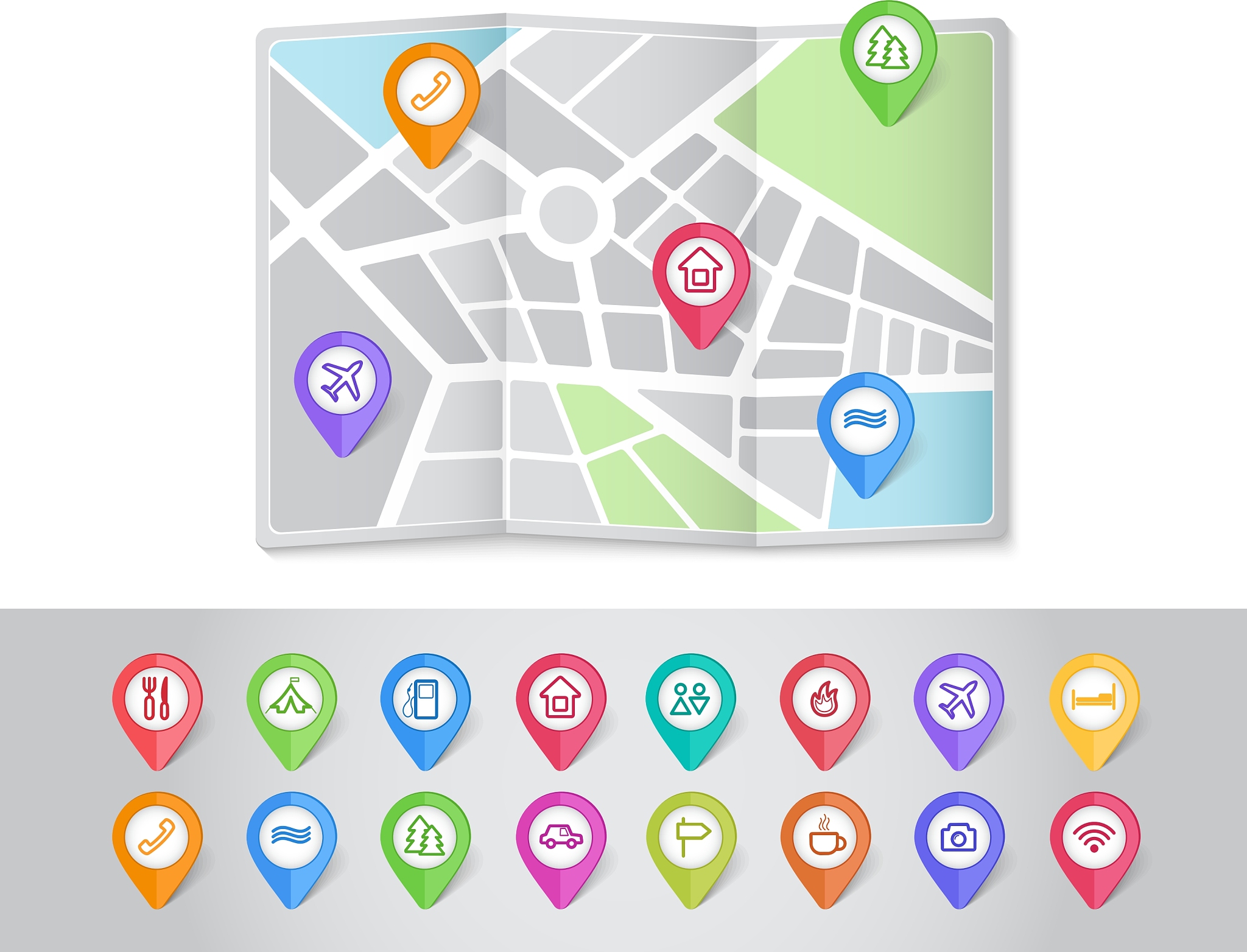 mapping pins icons travel