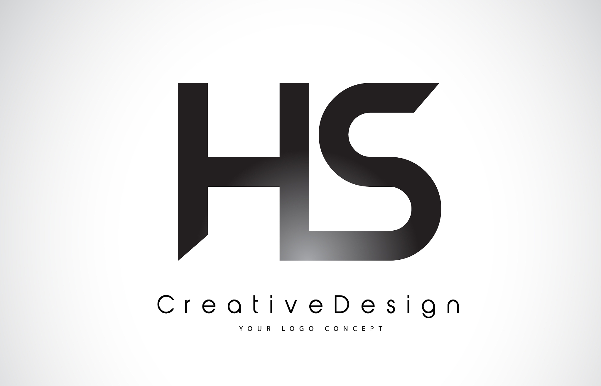 hs h s letter logo design creative icon modern