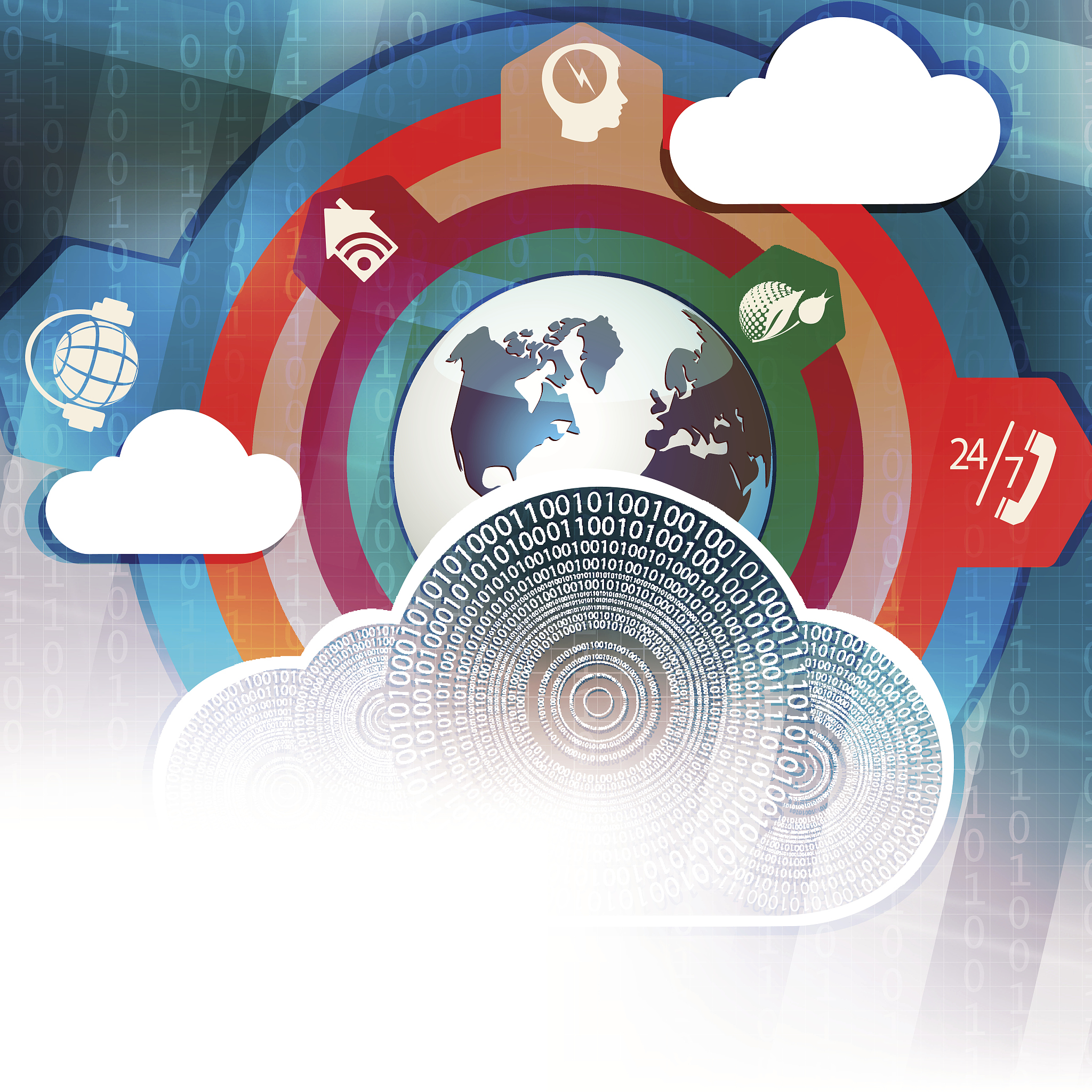 colorful design with computer cloud