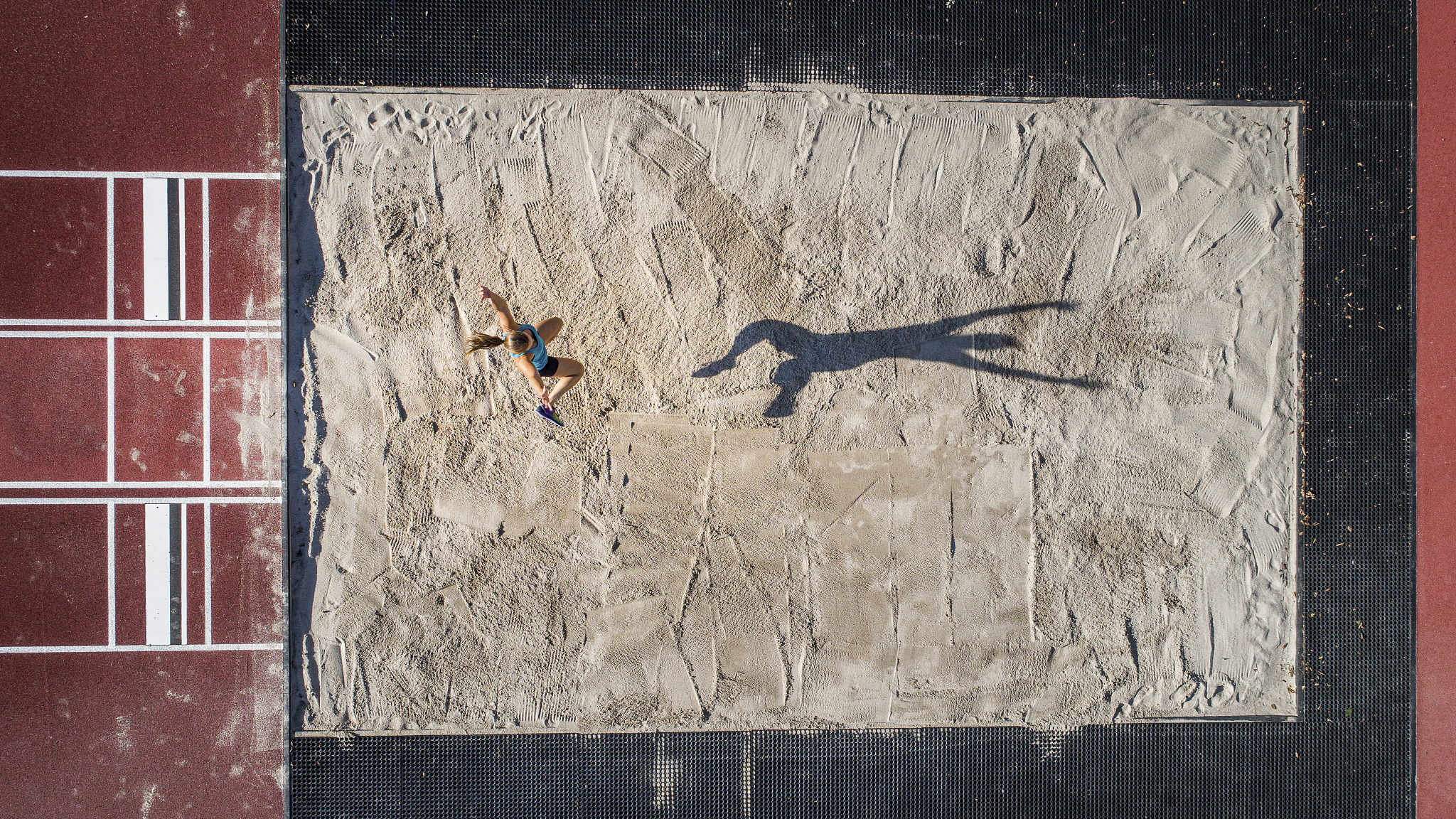 aerial shot of long jump