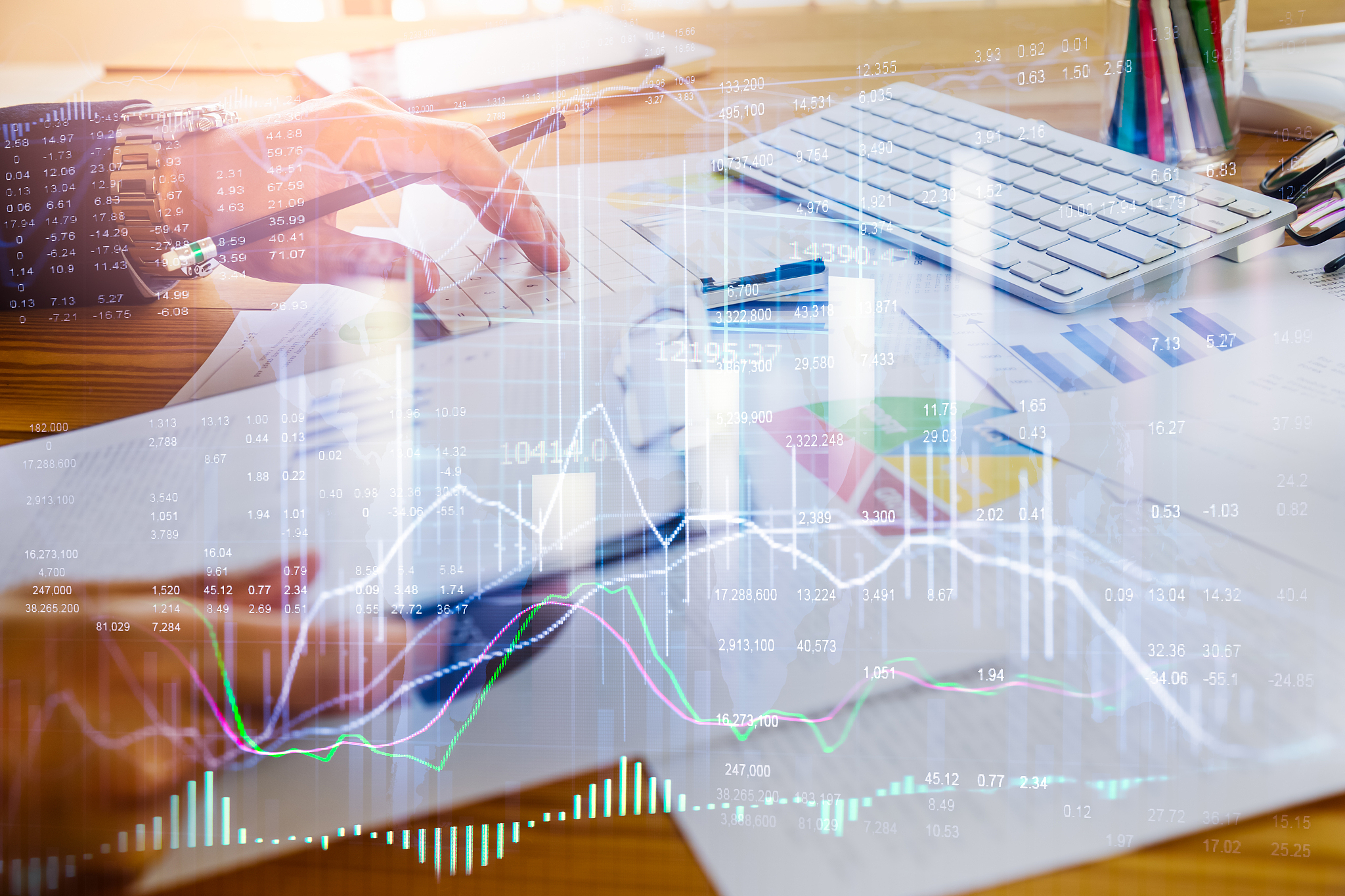 stock market or forex trading graph and candlestick chart suitab