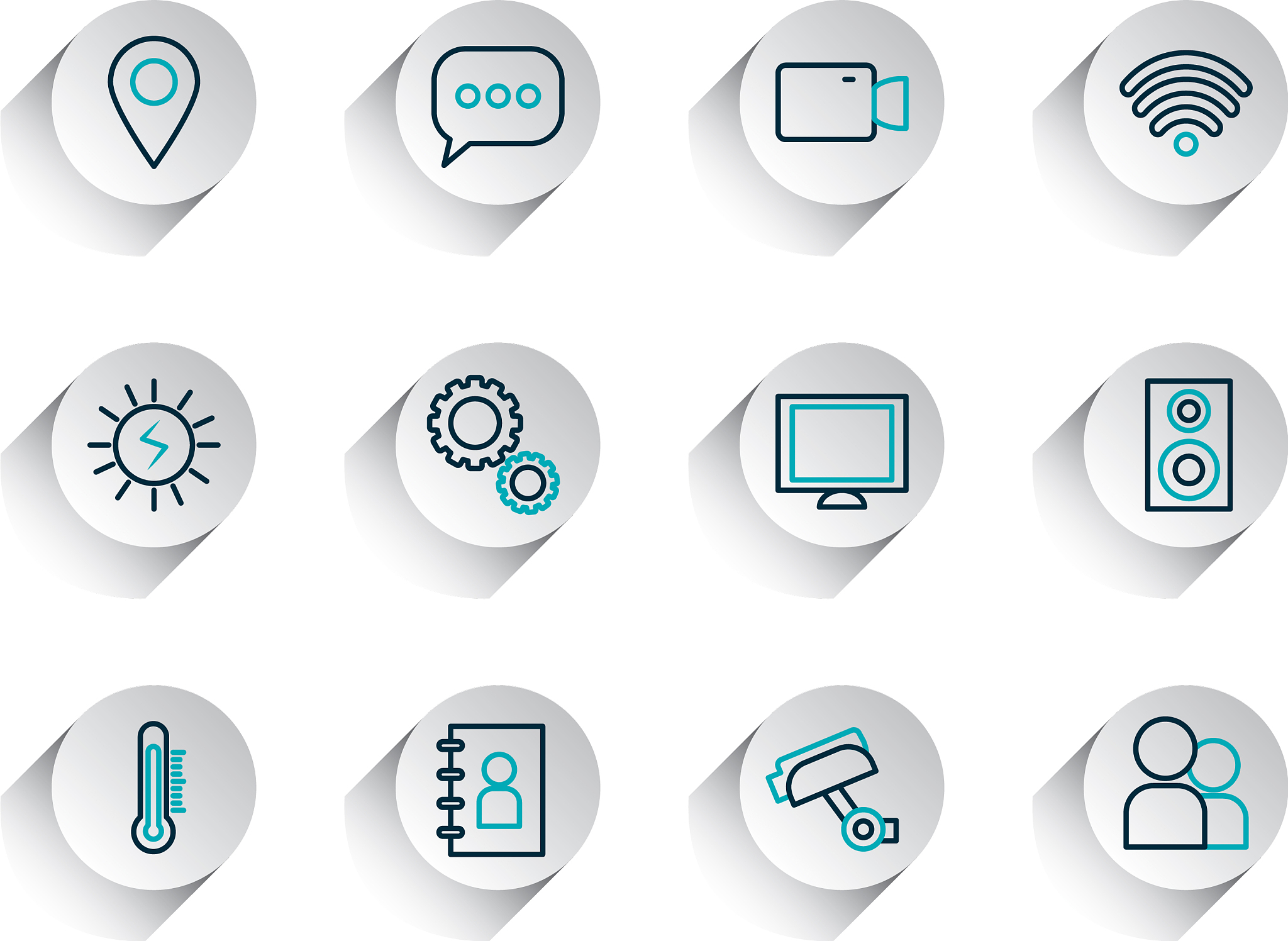 wifi symbol and smartphone app buttons icon set
