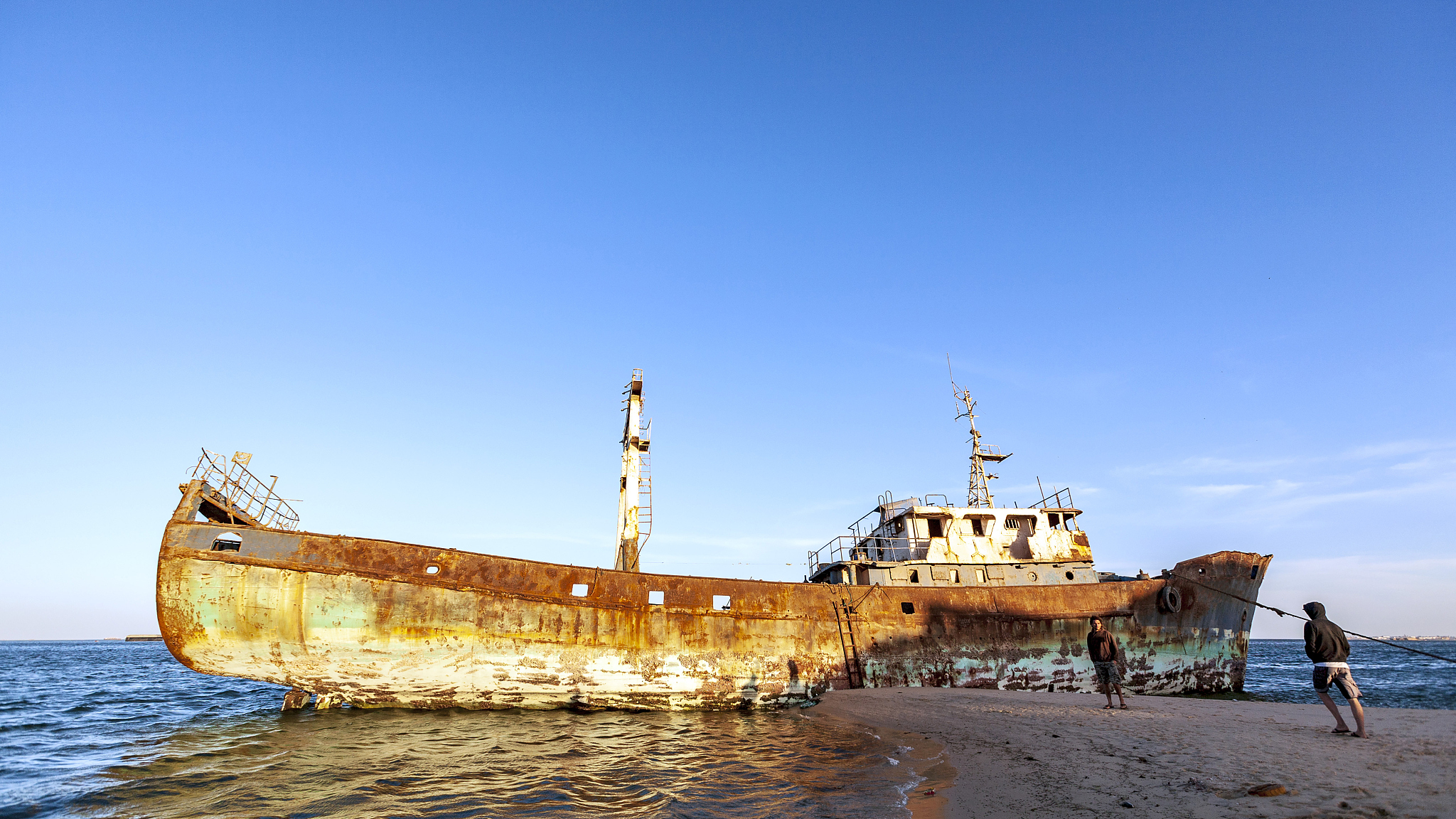 mauritania, shipwreck in the atlantic ocean