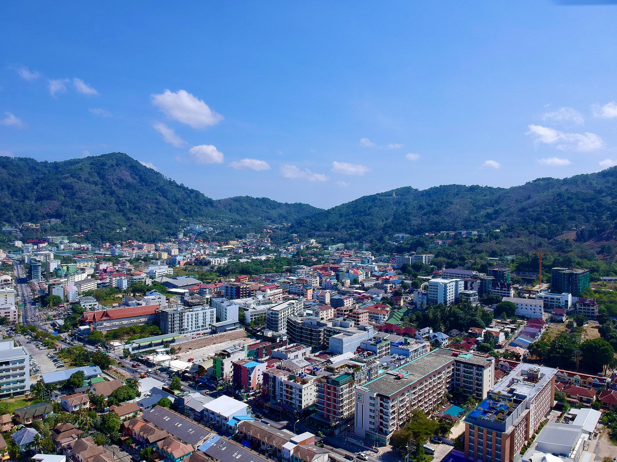 panoramic aerial view of patong beach phuket thailand
