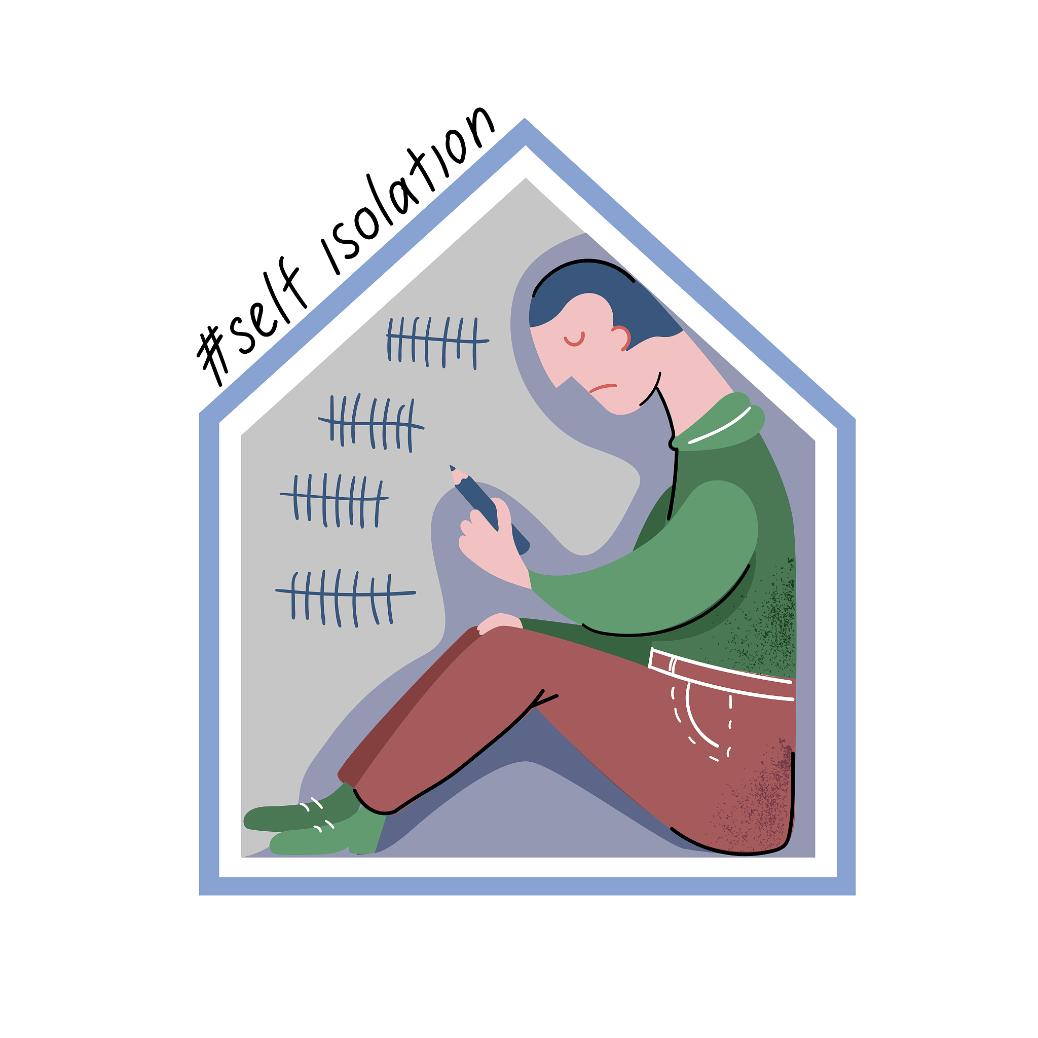 self-isolation during coronavirus quarantine. a sad man sits ins